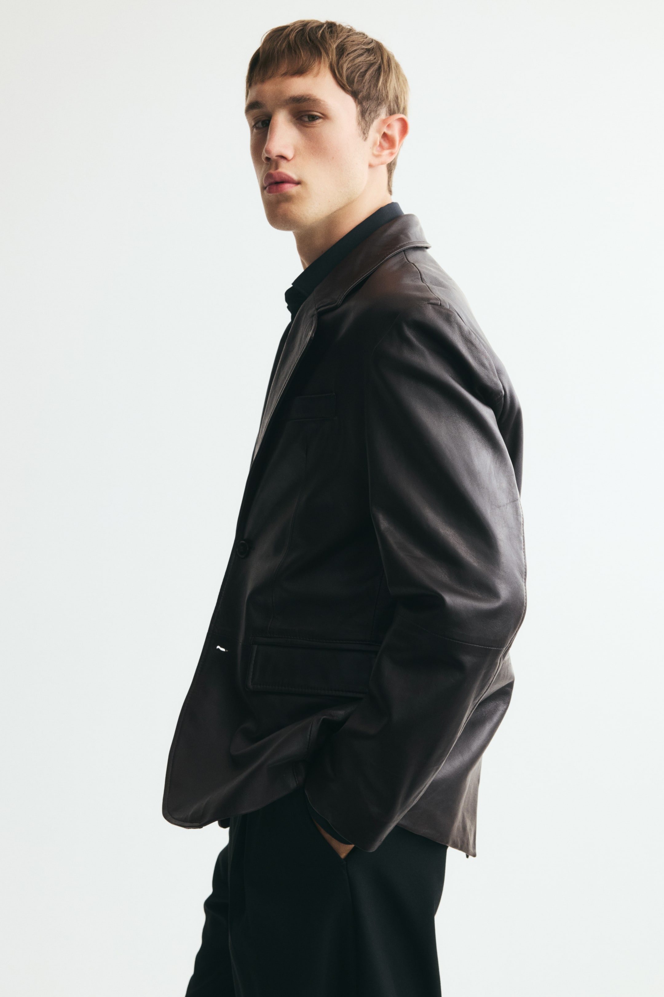 Single-Breasted Leather Jacket