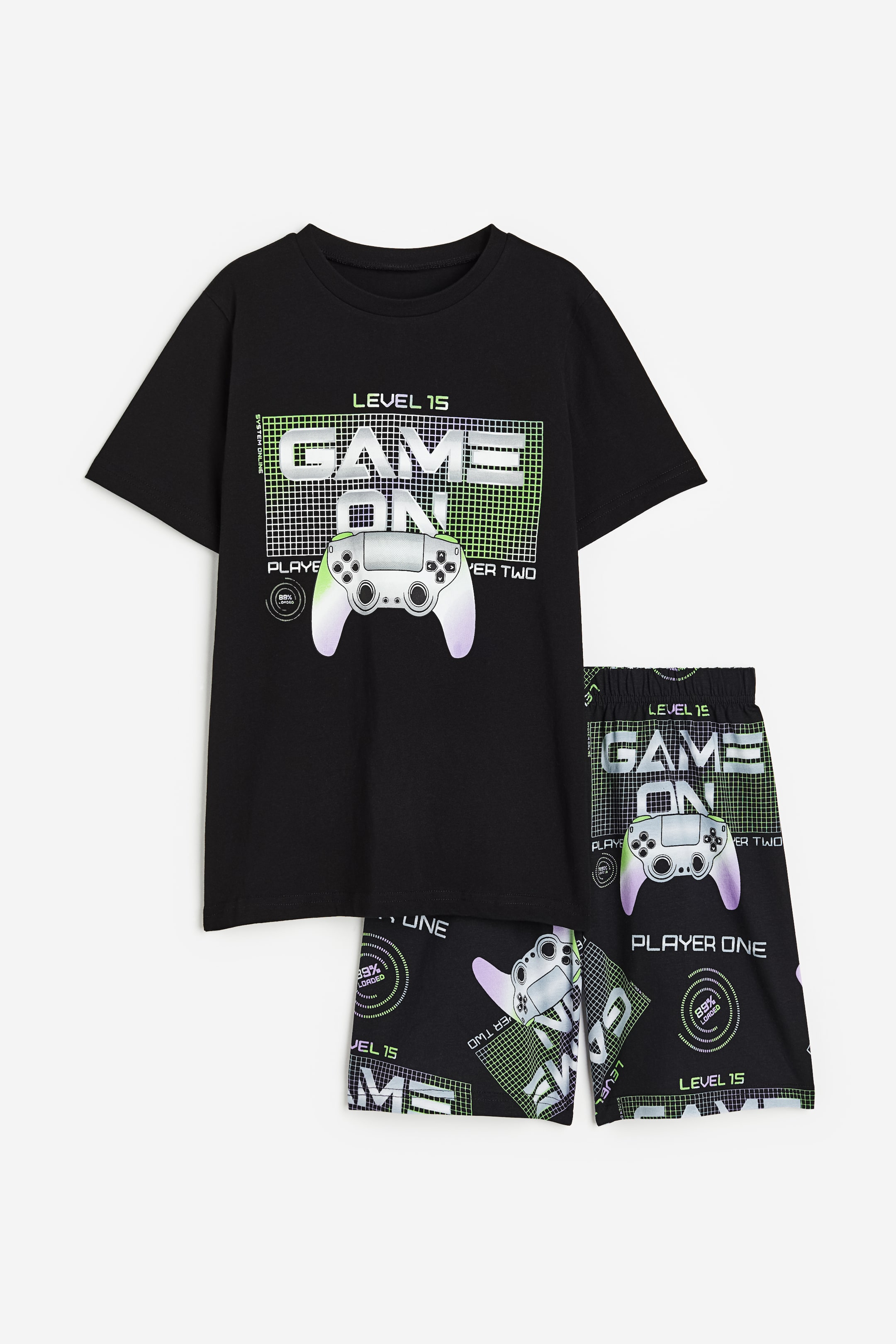 View larger image: Cotton jersey pyjamas - Black/Game On - Kids | H&M MY 1