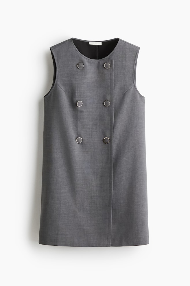 Double Breasted Shift Dress - Grey - 1