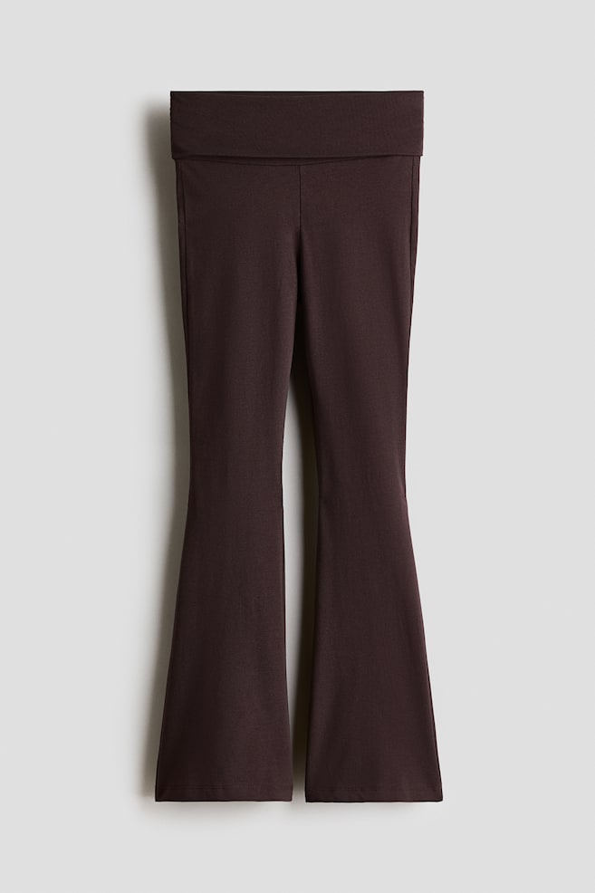 Flared Foldover-Waist Leggings - Dark brown/Black - 1