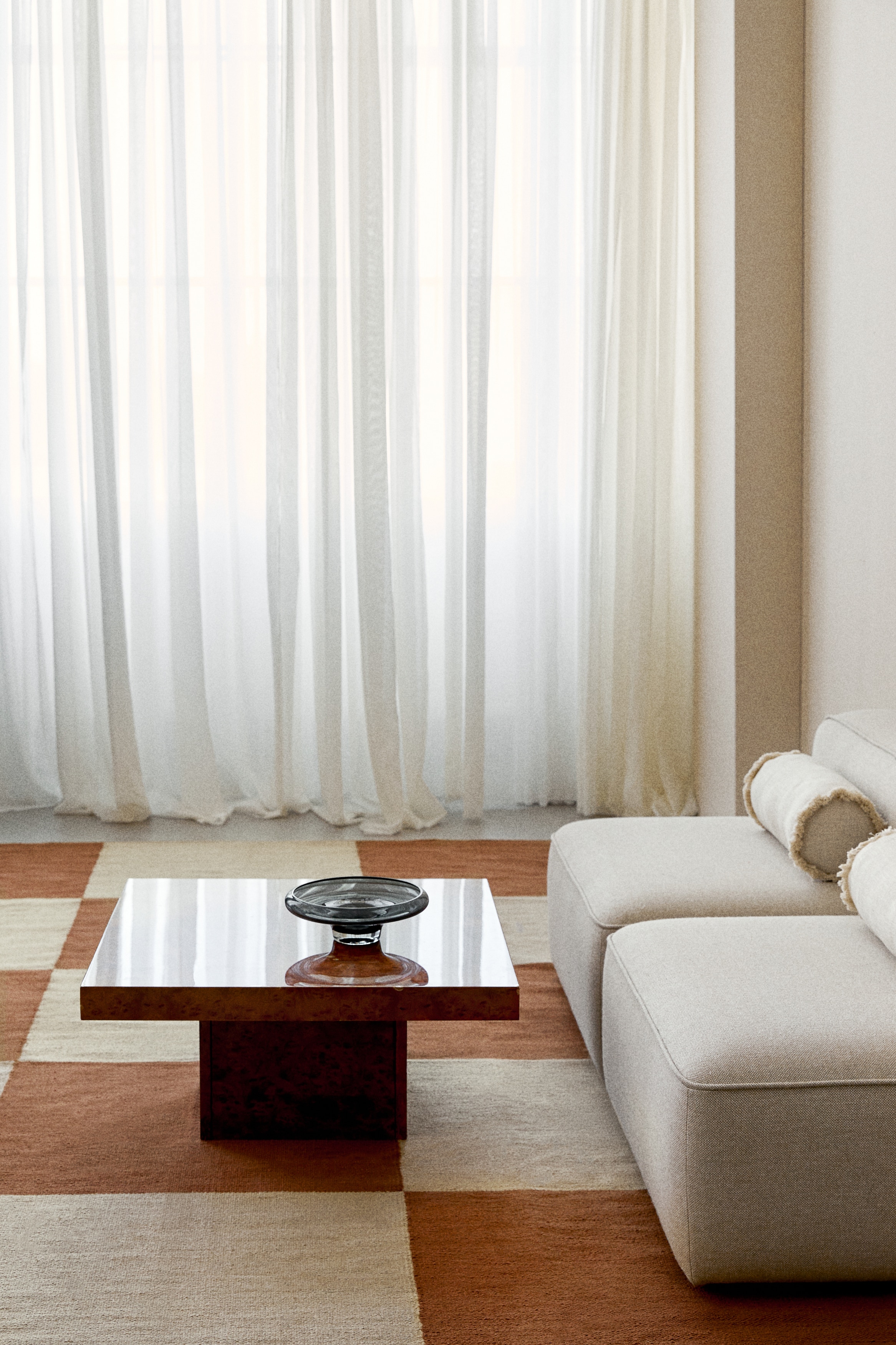 Checked cotton rug - Brown/Checked/Dusty pink/Checked