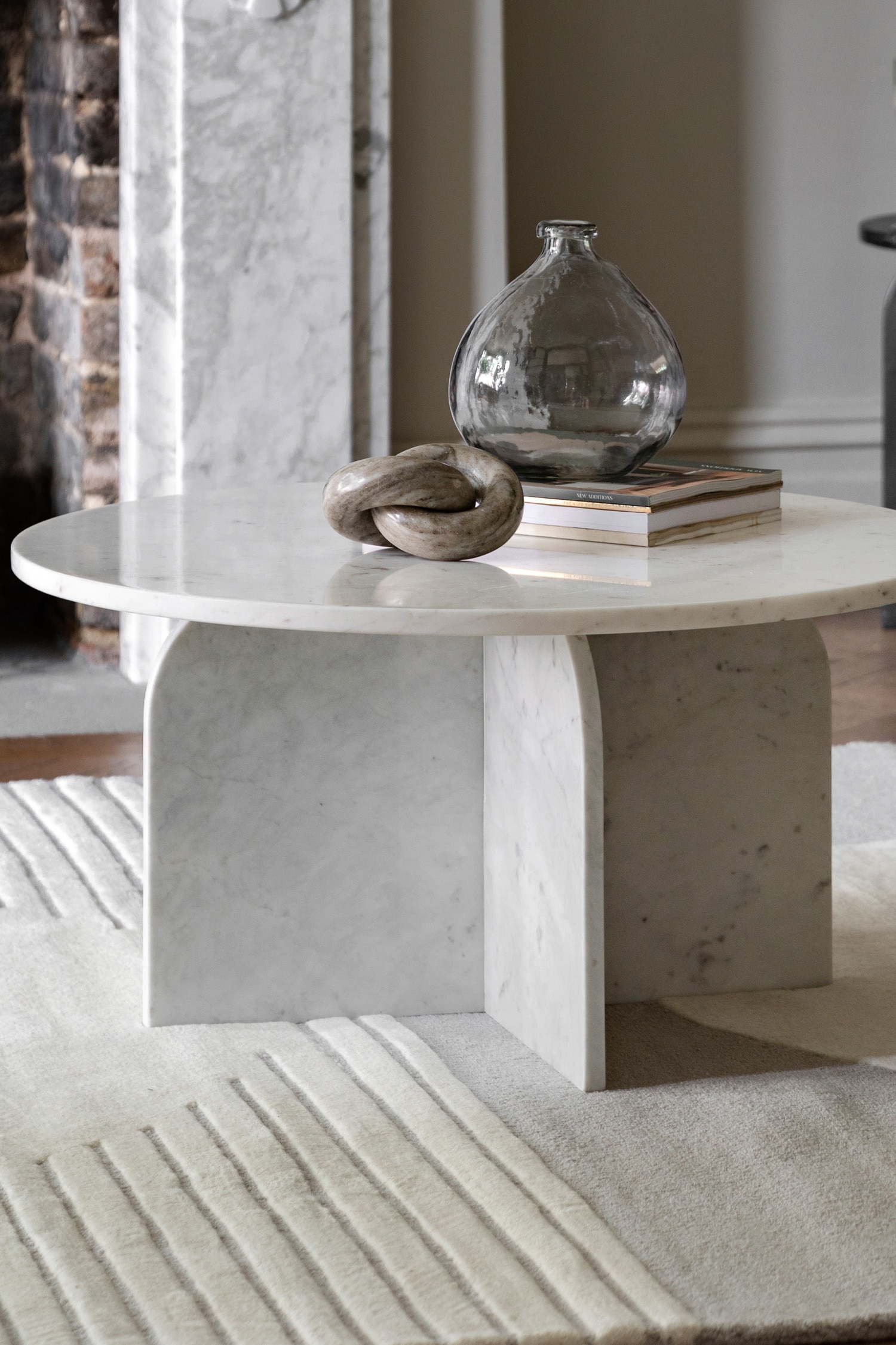 Marble Coffee Table - White/Natural/Natural/Black