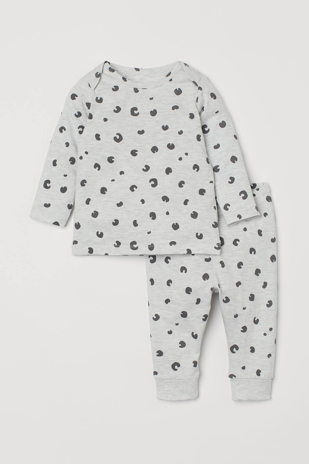 2-piece Cotton Set - Light gray/leopard print - Kids | H&M US