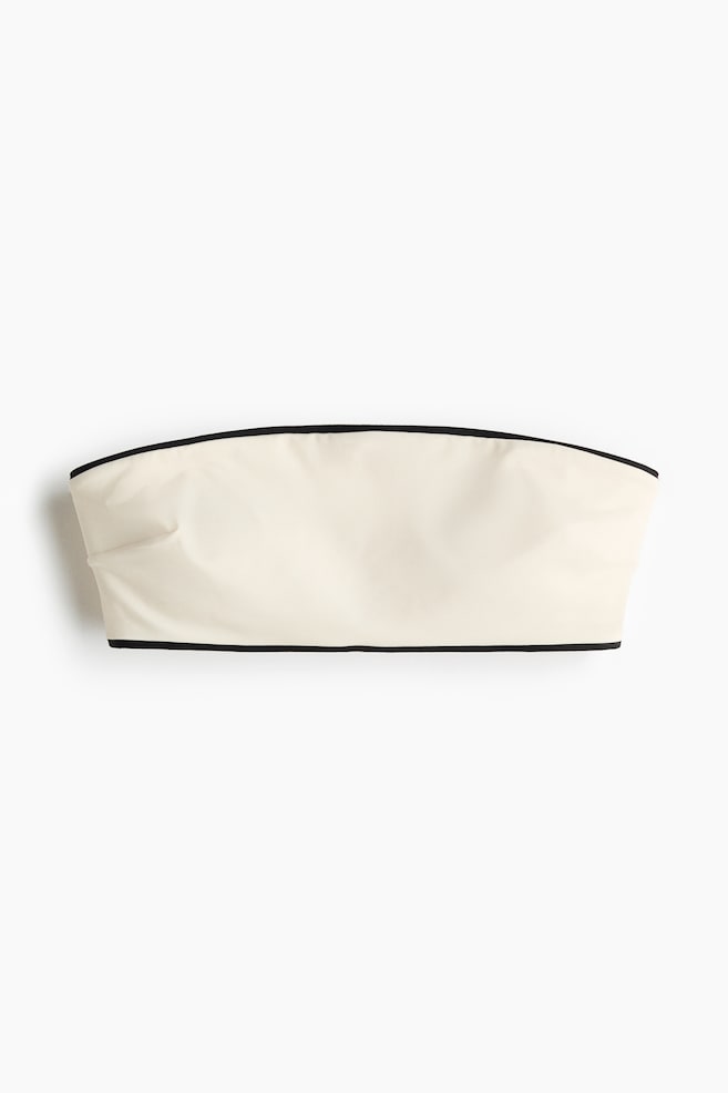 Wattiertes Bandeau-Bikinitop - Cremefarben/Schwarz - 1