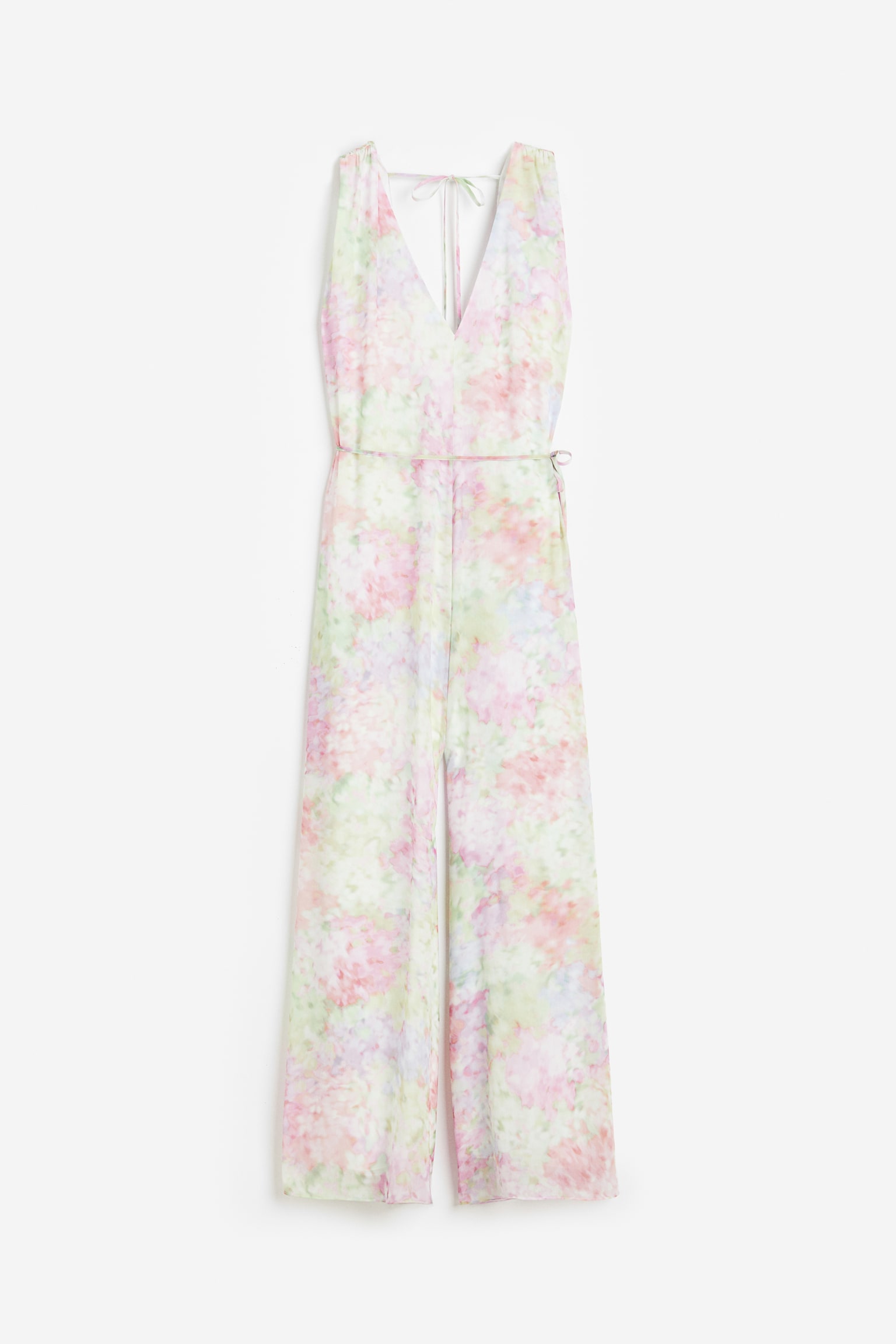 Crêpe V-neck jumpsuit - Pink/Floral - 1