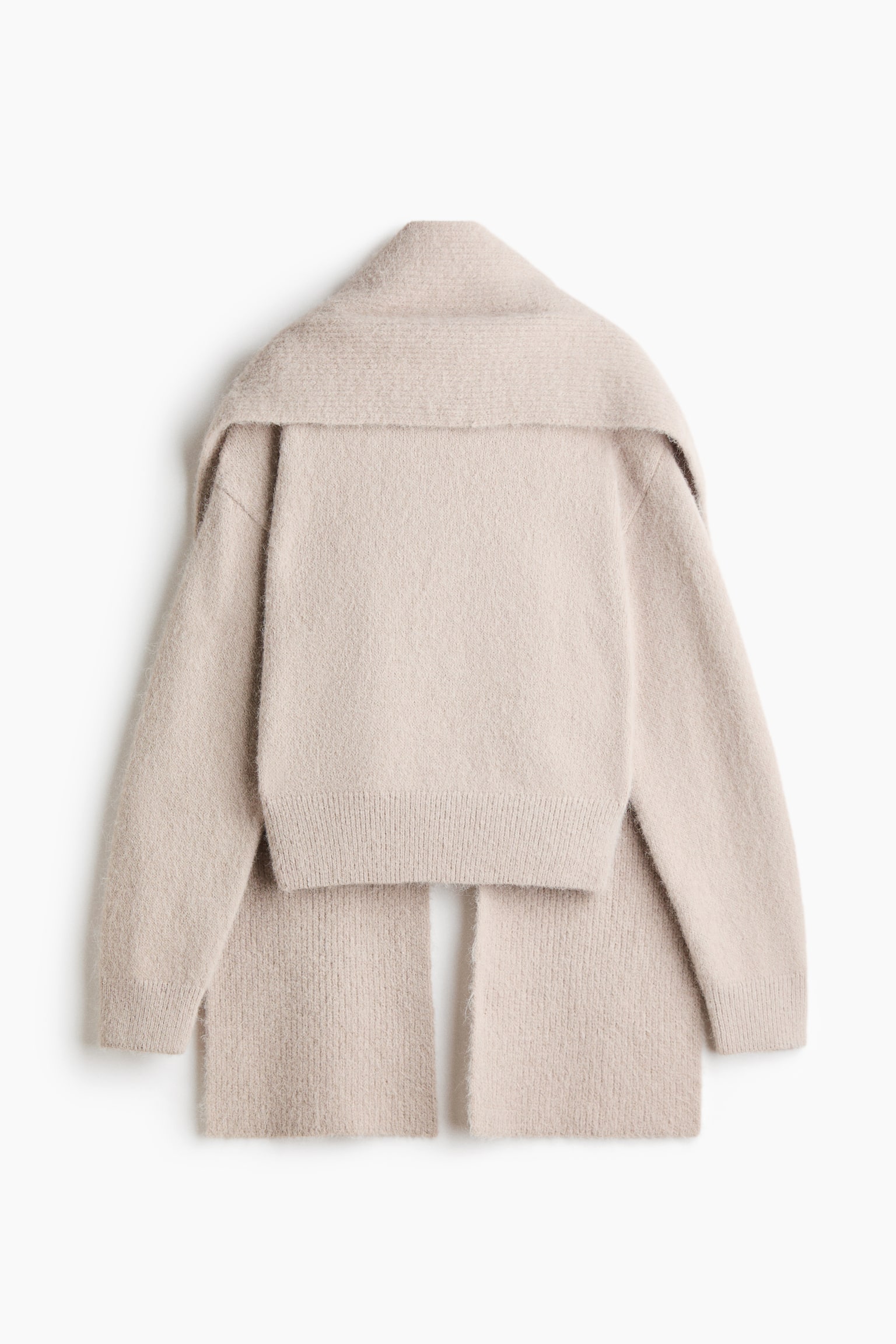 Jersey en punto efecto pelo con detalle de bufanda - Beige claro
