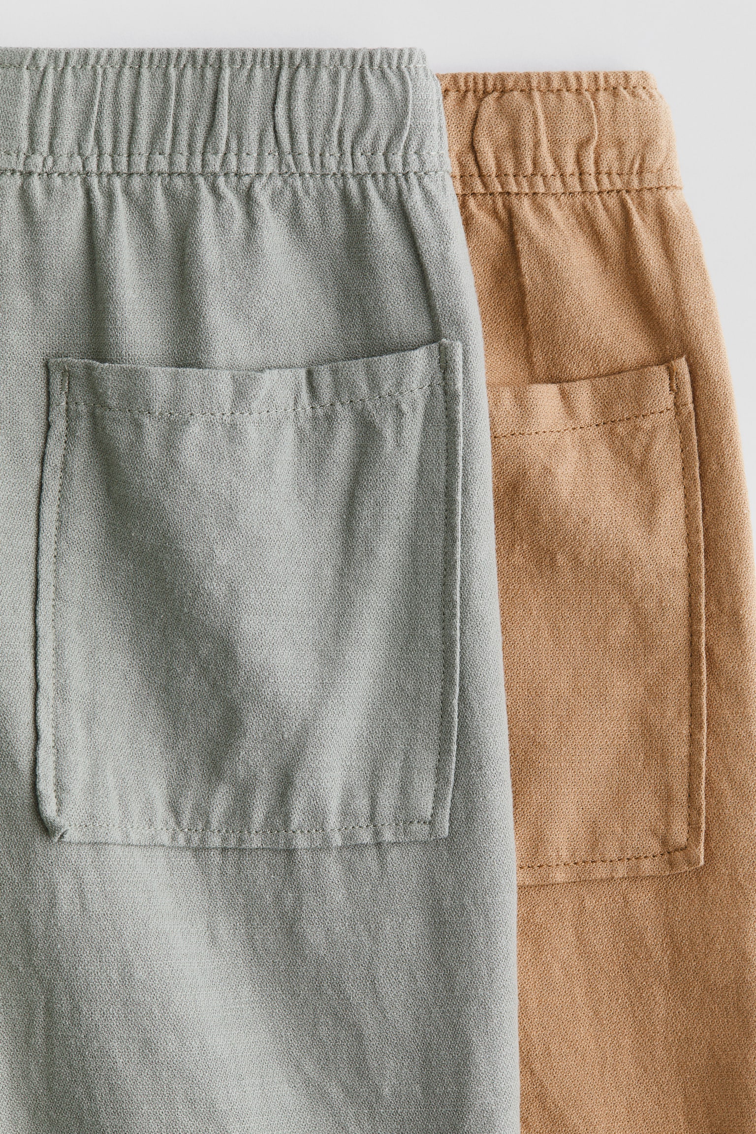 2-pack cotton drawstring trousers-Grey/Dark beige - 3