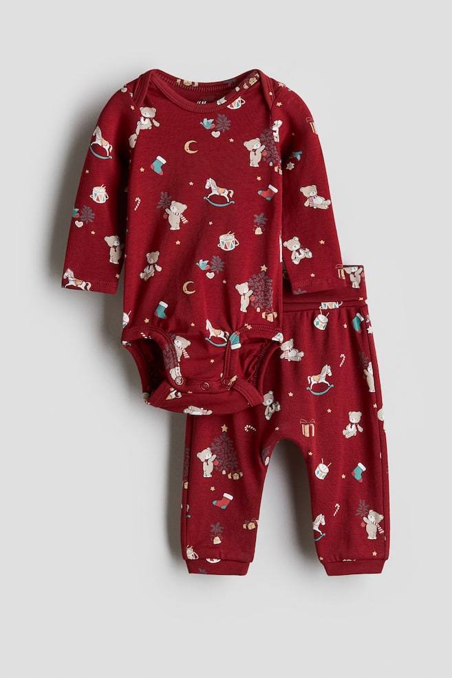 Conjunto de 2 peças em algodão - Vermelho/Natal - 1