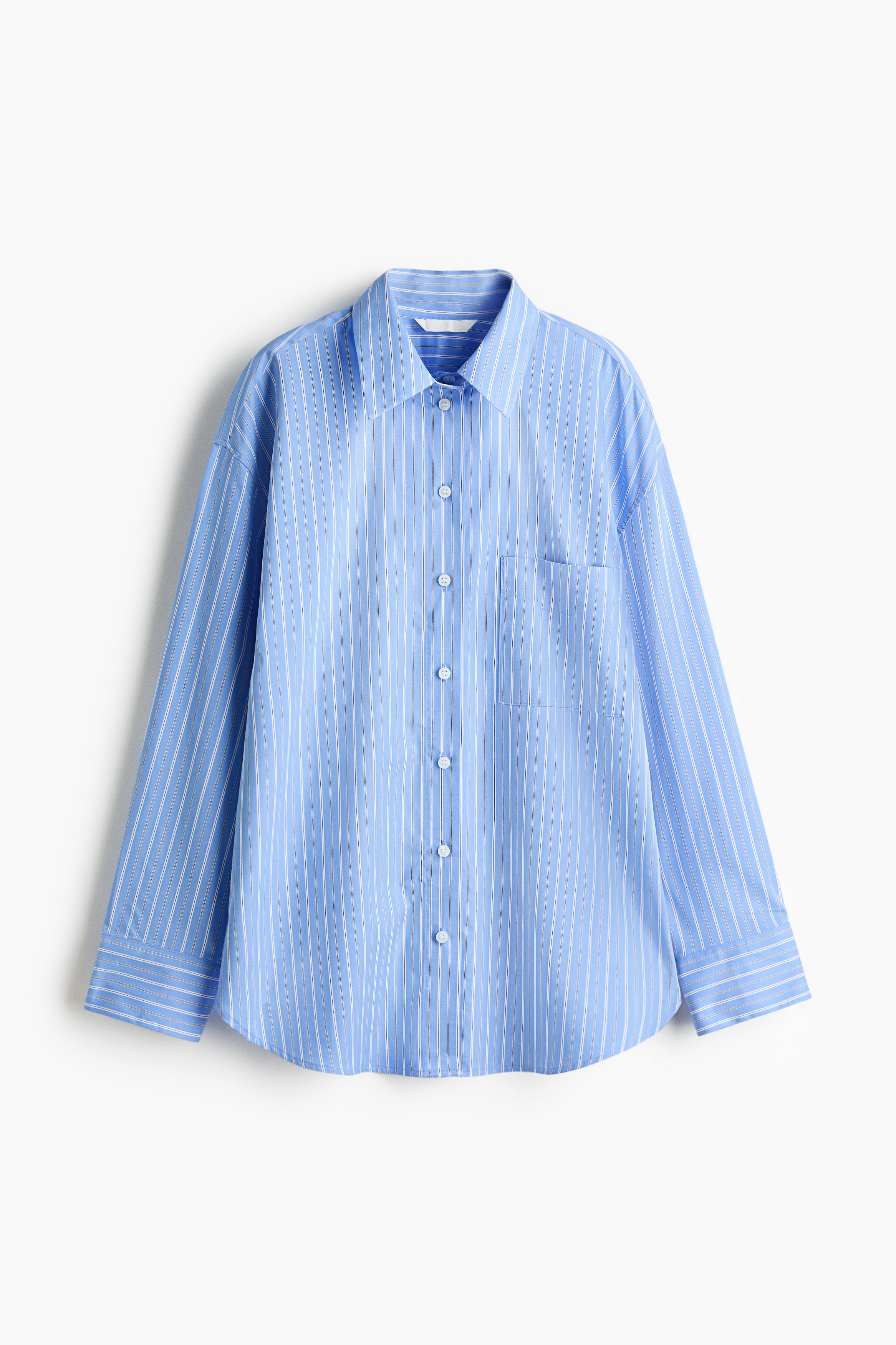 Oversized Poplin Shirt - Blue/striped