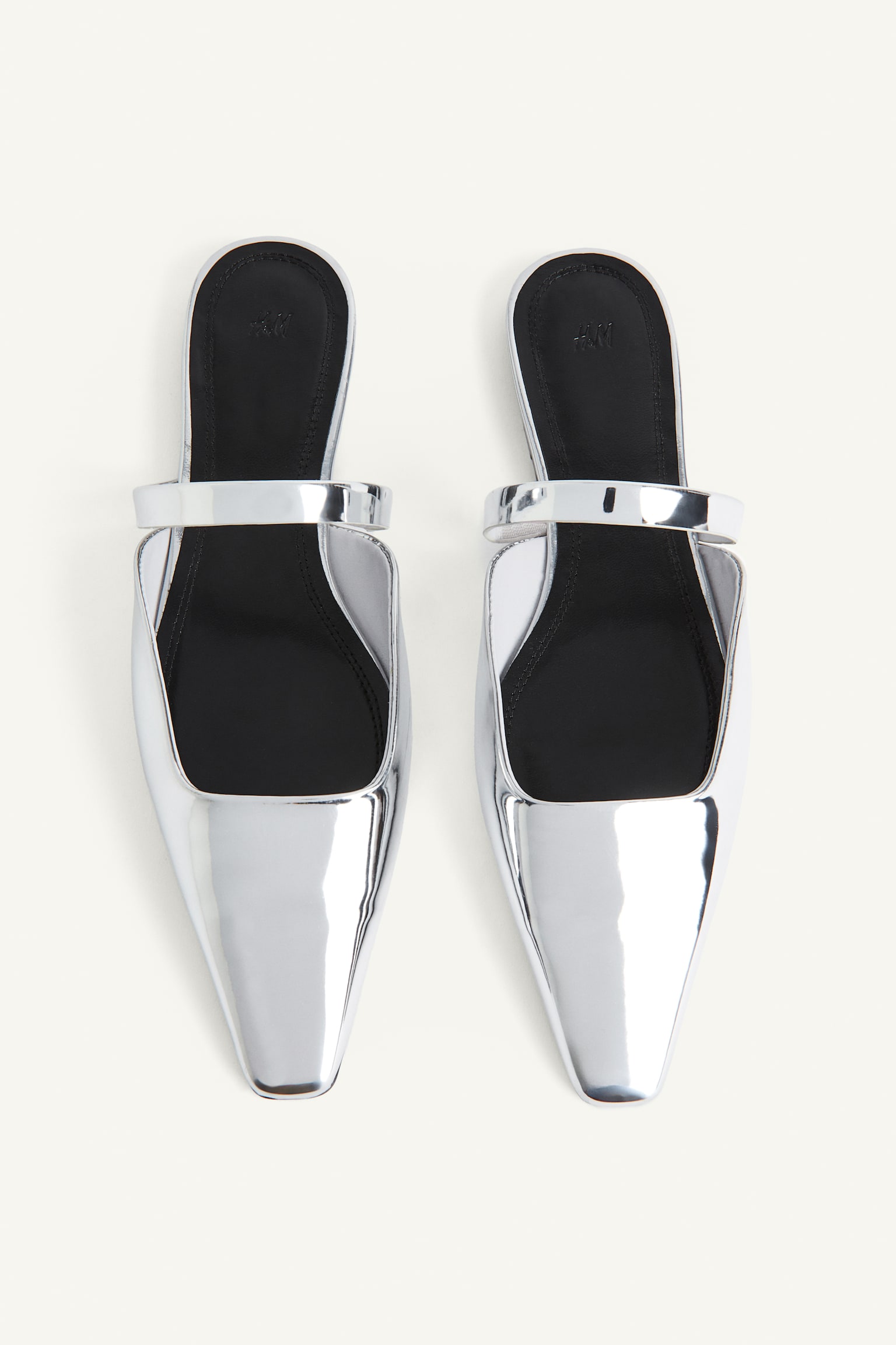 Metallic Coated Mules - Silver colour - 2