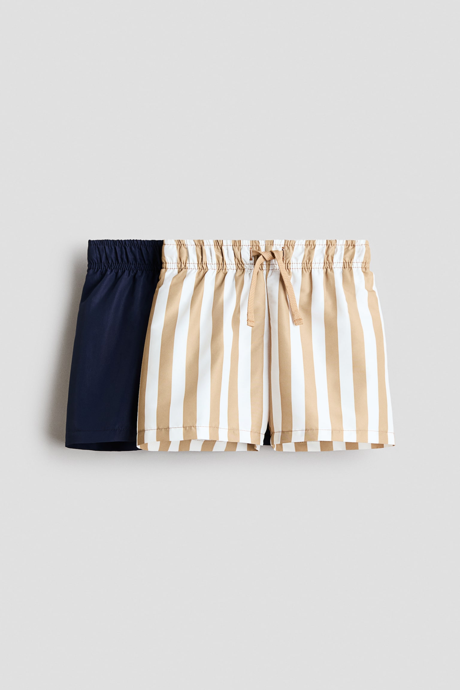 2-pack badshorts - Navy blue/Beige/Orange/Grönrandig