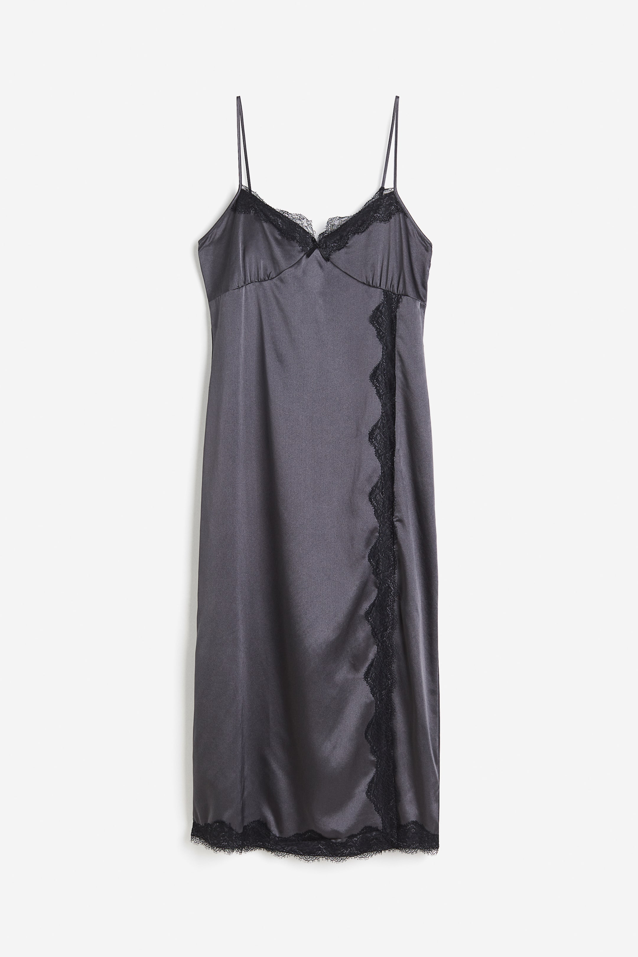 Lace-trimmed Satin Slip Dress