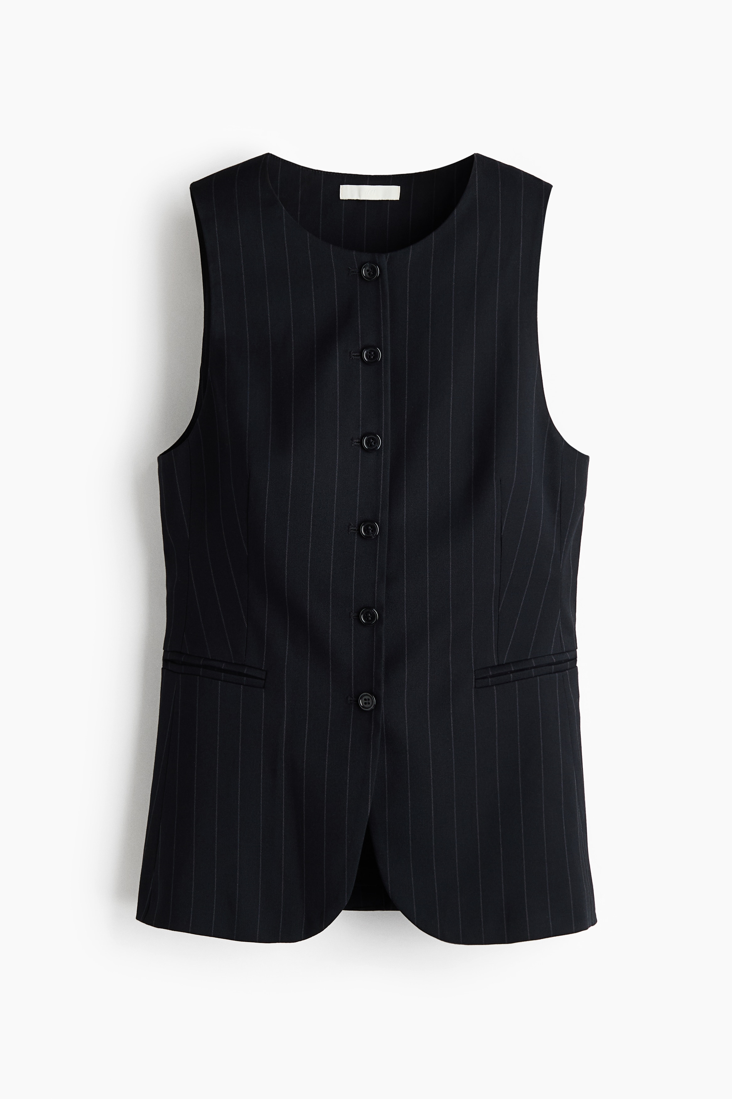 Vestă lungă elegantă - Bleumarin/dungi fine