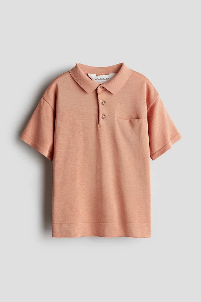 Poloshirt aus Seidenmischung - Helles Mattorange/Cremefarben - 1