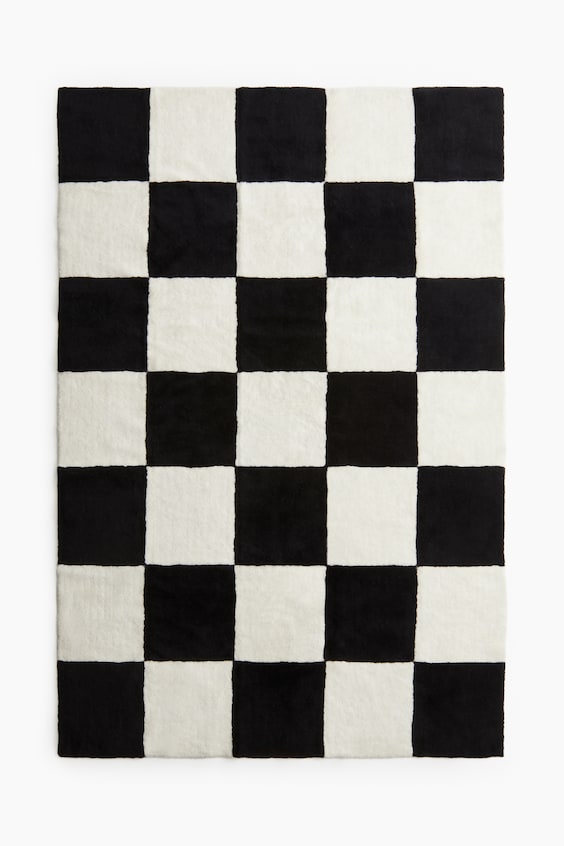 Large Wool-blend Rug - Black/checked - Home All | H&M US