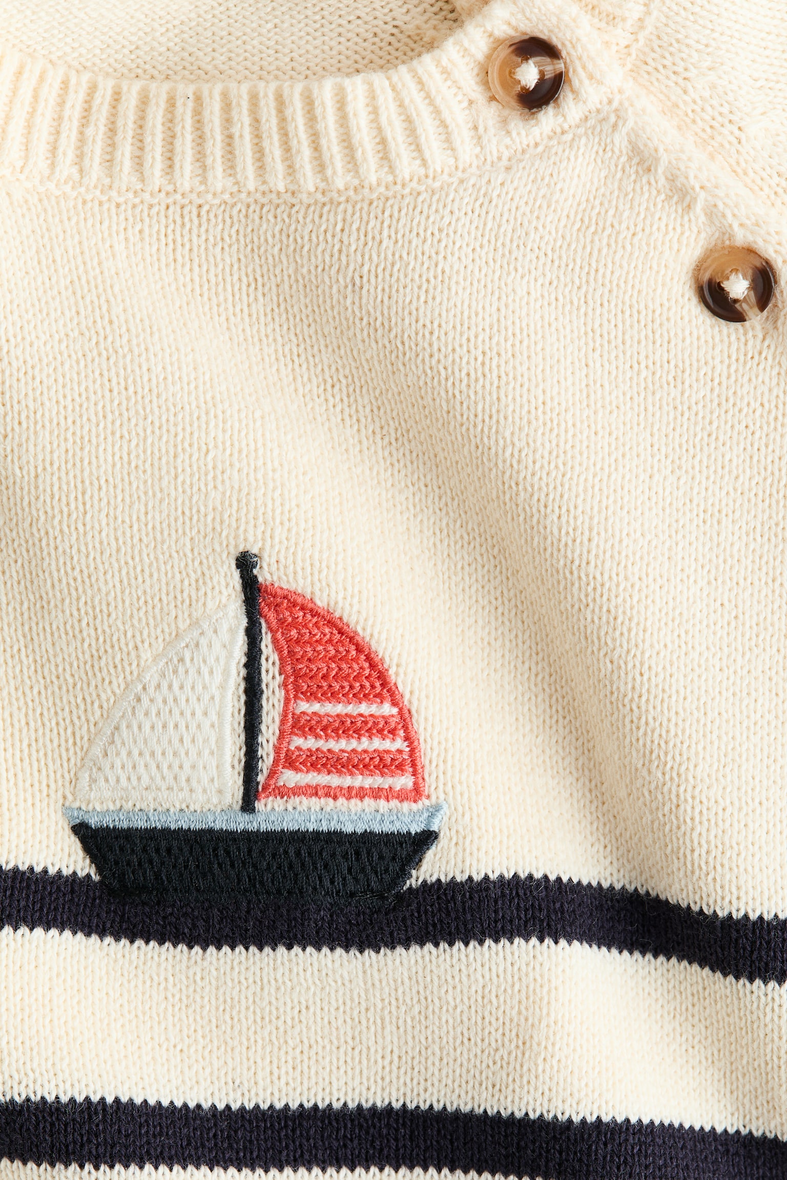 Cotton-knit jumper - Light beige/Sailing boat - 4