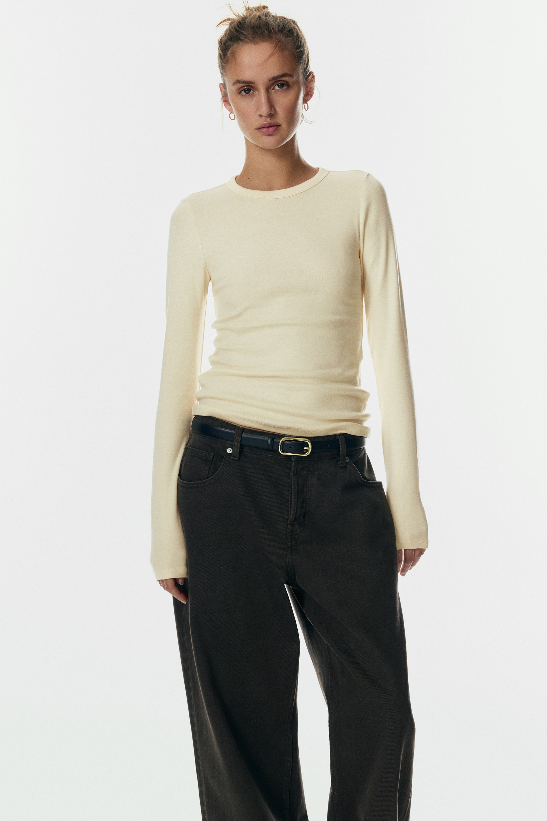 View larger image: Long-sleeved Jersey Top - Light yellow - Ladies | H&M CA 2