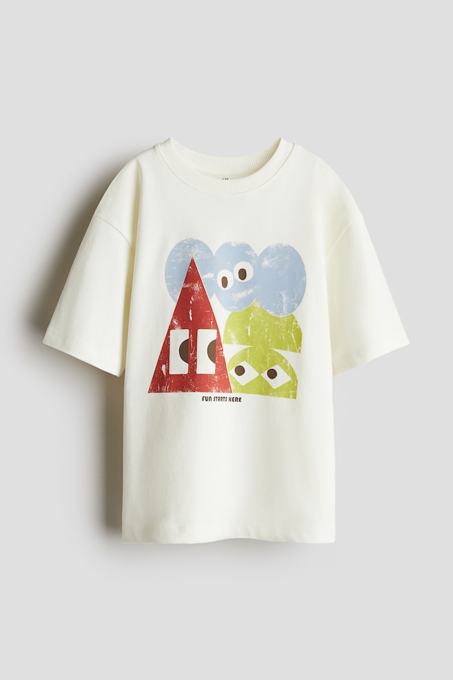 Loose-fit cotton T-shirt - White/Fun Starts Here - 1