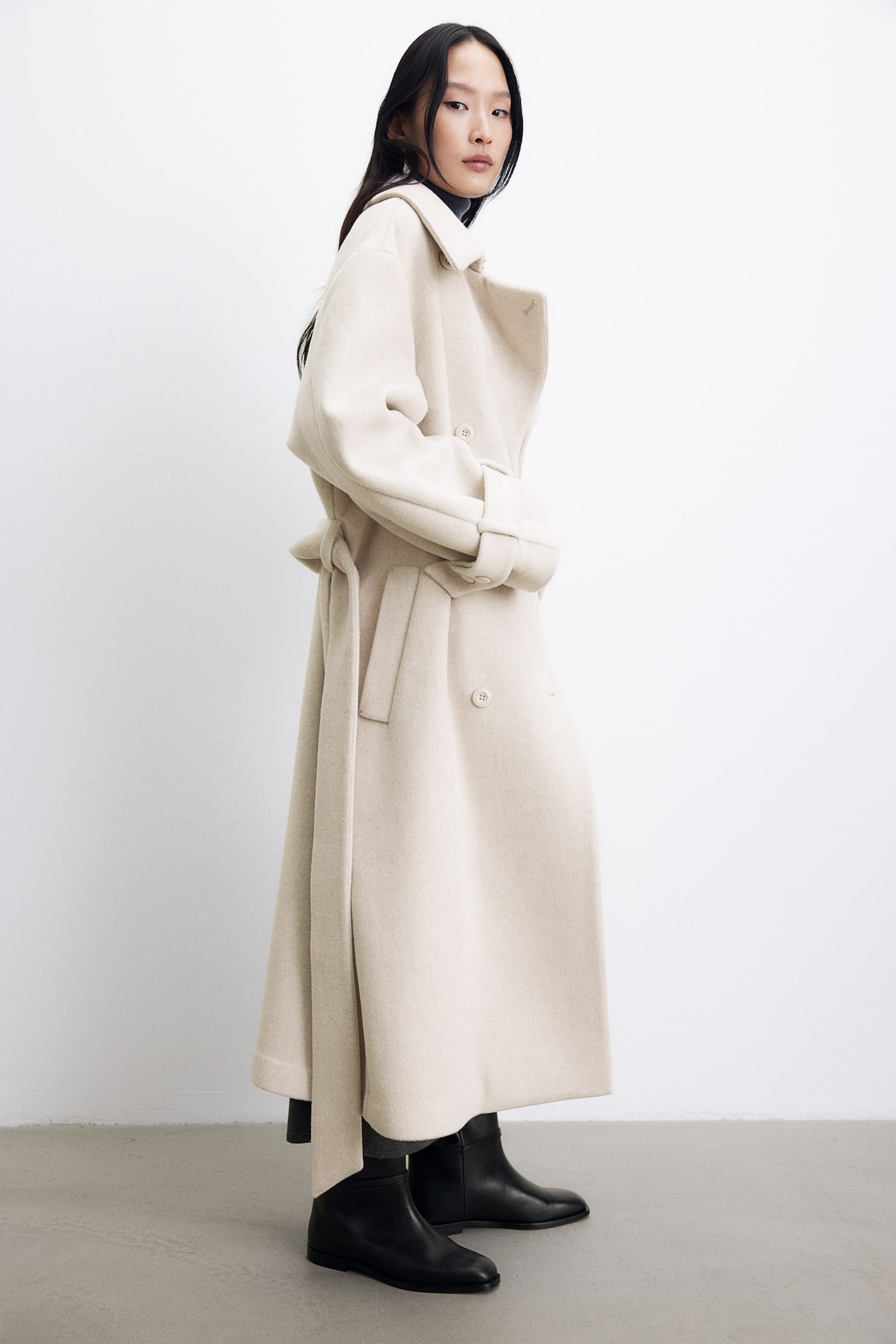 Wool Blend Trench Coat - Light beige - 3