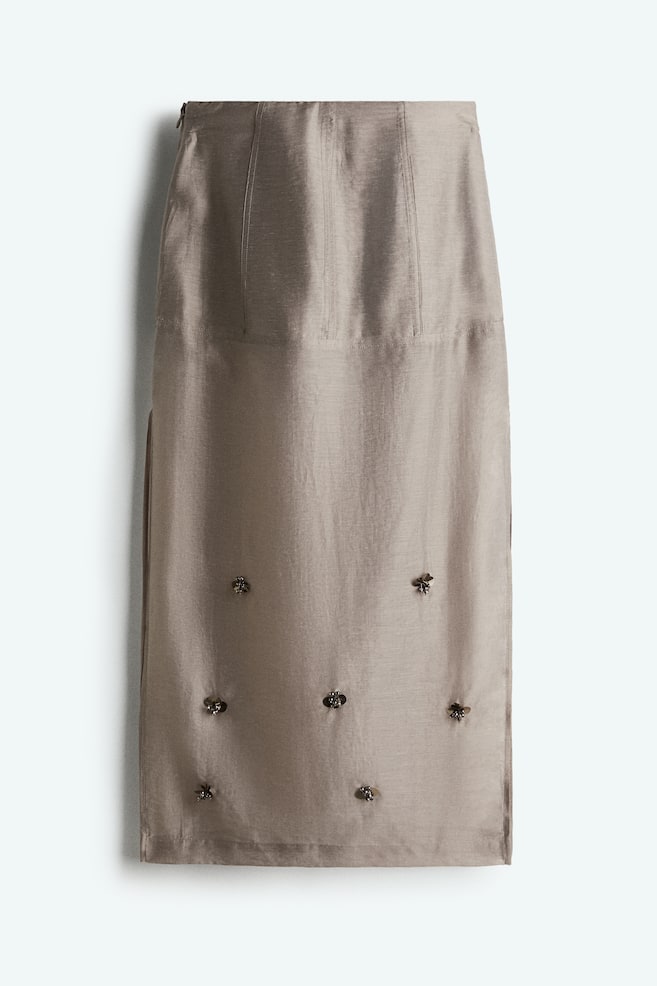 Sheer embellished skirt - Grey/Dark beige - 1