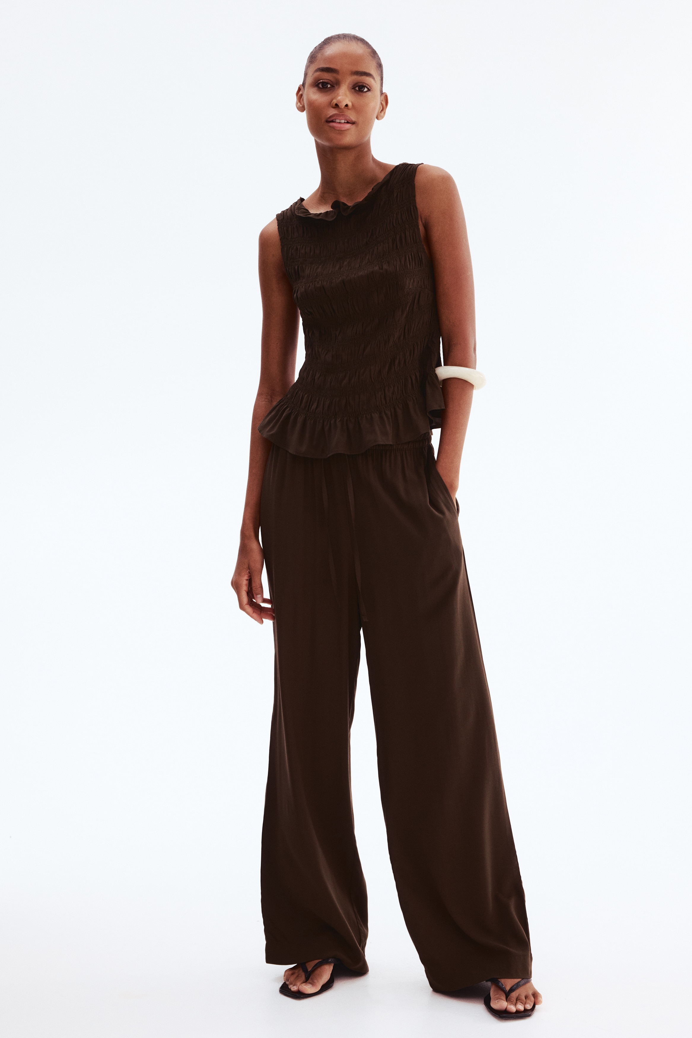 Smocked viscose top