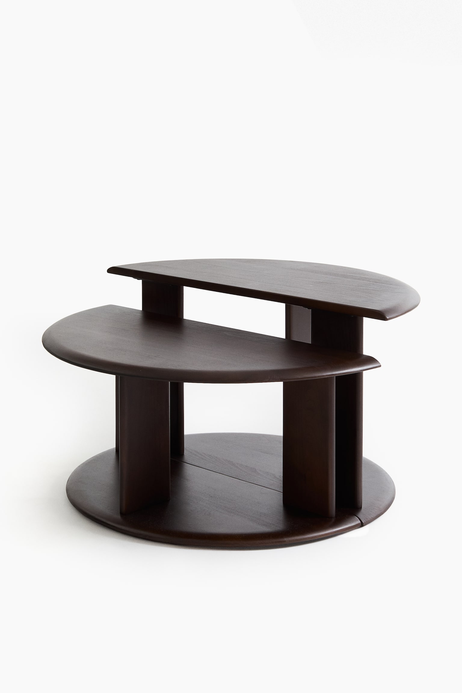 Zestaw drewnianych stolików 2-częściowy - Brązowy/Jasnobrązowy