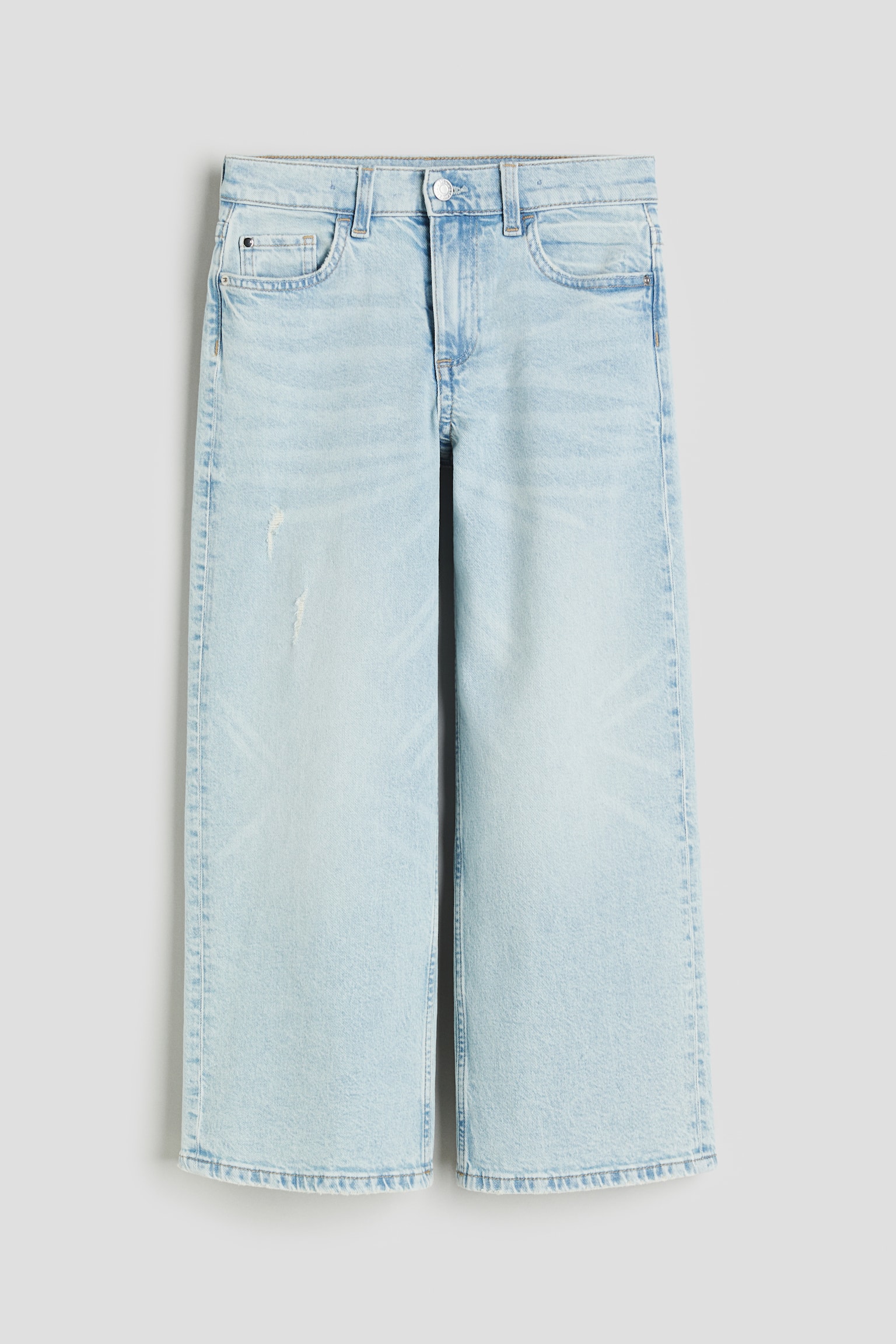 Loose Fit Wide Leg Low Jeans - Light denim blue/White/Denim blue - 1