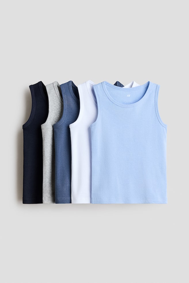 5-Pack Tank Tops - Light blue/dark blue/White - 1