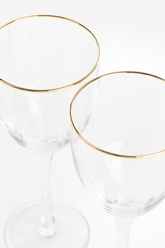 2-pack vinglas - Klarglas/Guld - 2