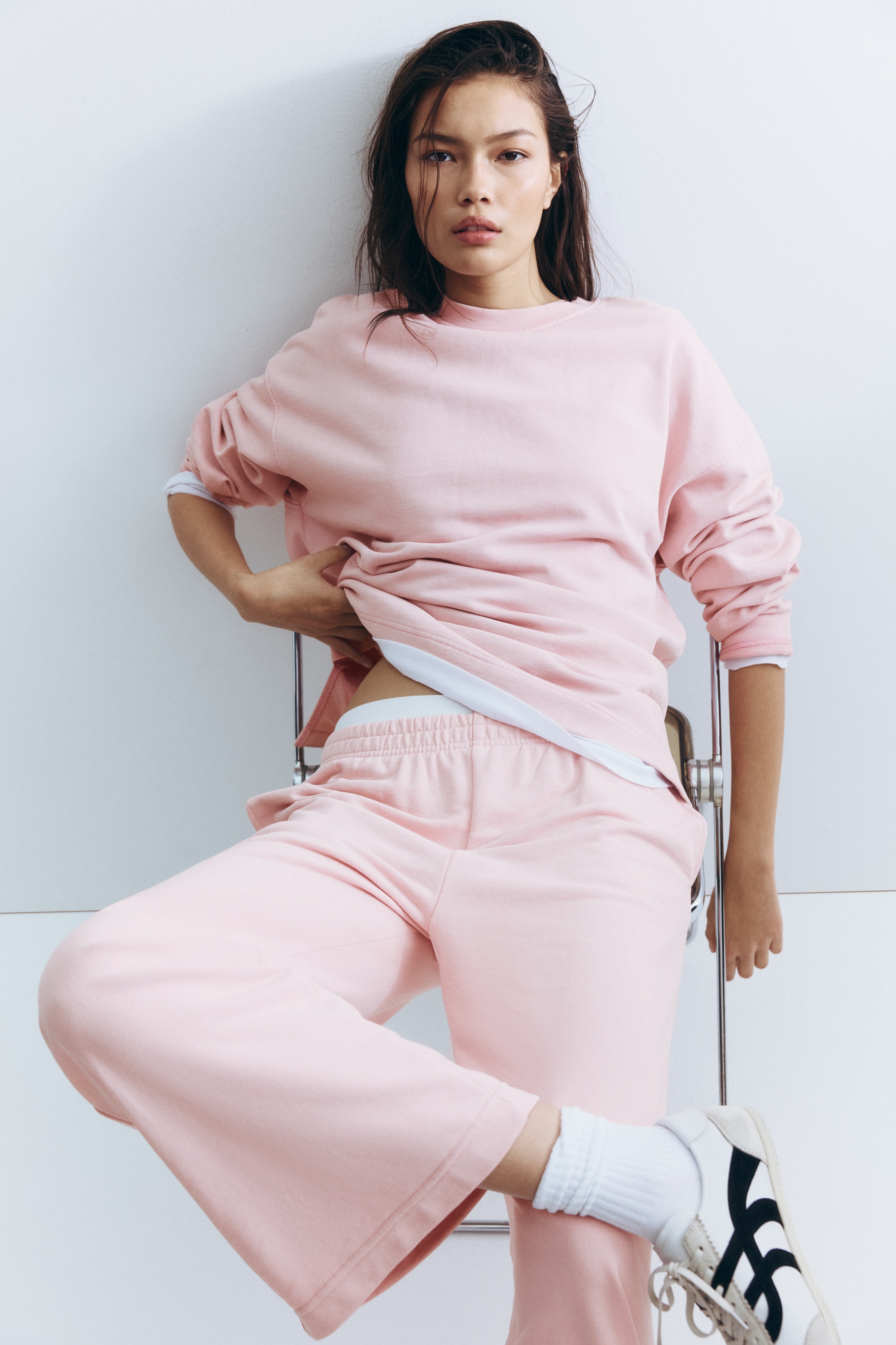 Sweatshirt im Washed-Look - Hellrosa/Braun/Dunkles Weinrot