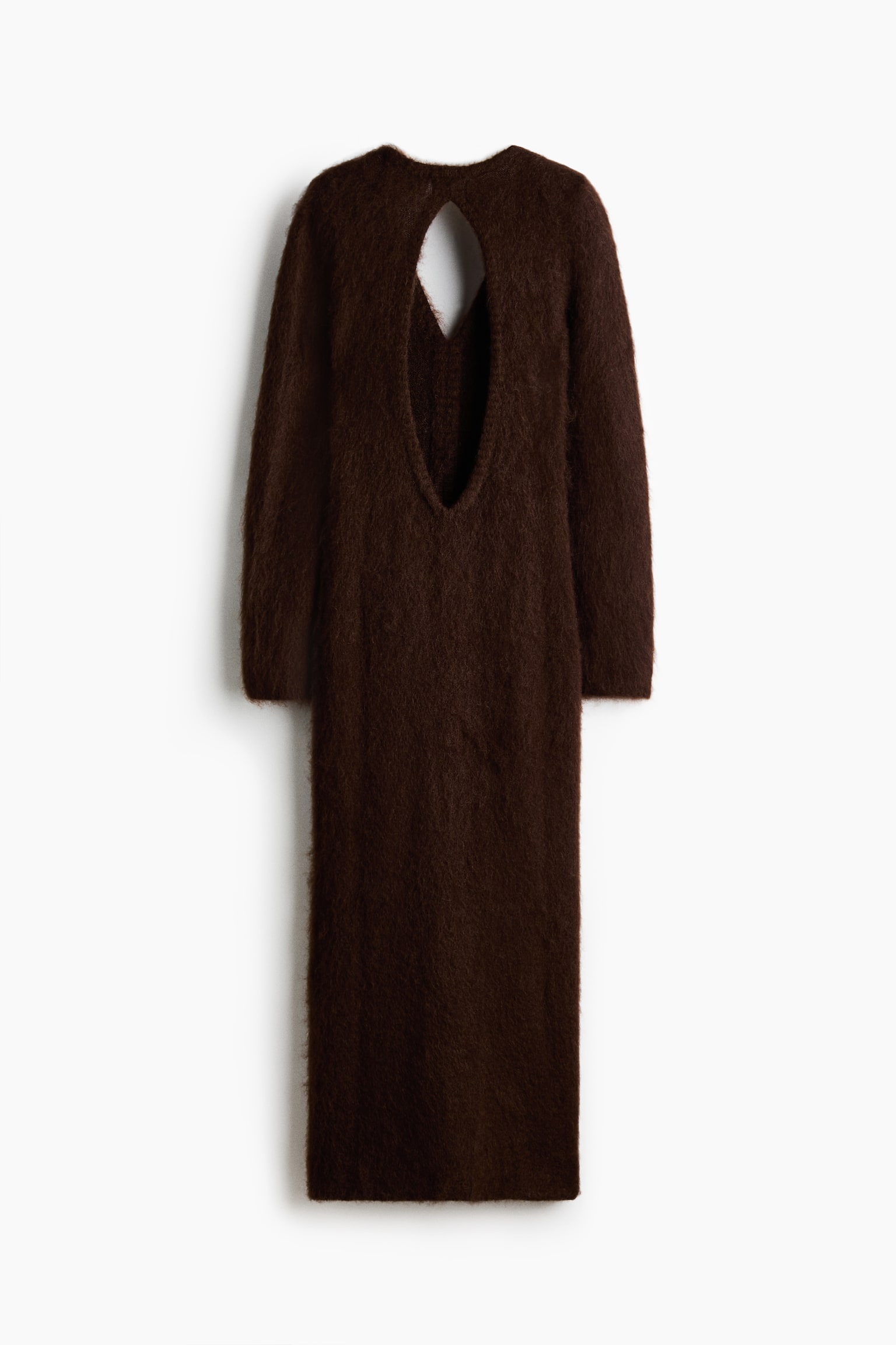 モヘアブレンド オープンバックワンピース - ダークブラウン/Dark grey marl - 6