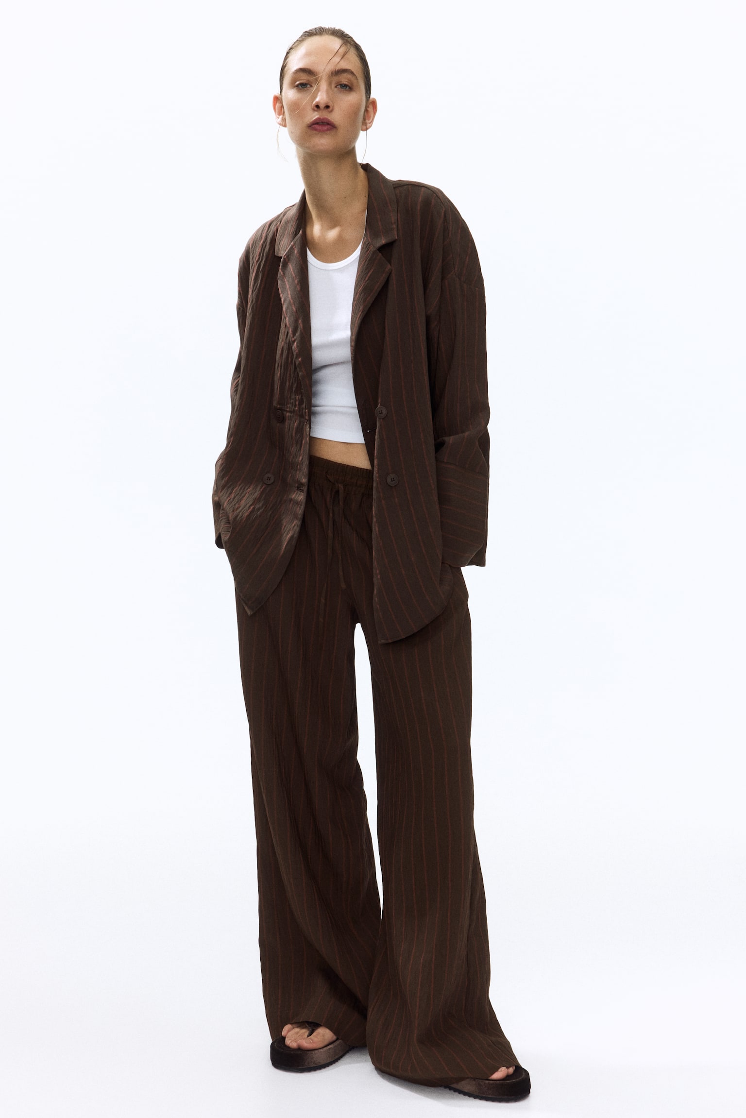 Женский пиджак H&M Double-Breasted Blazer, цвет: Тёмный коричневый — фото 3