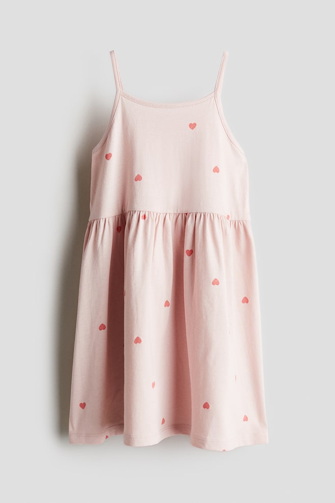 Cotton jersey dress - Light pink/Hearts/Pink/Peach pink/White striped - 1