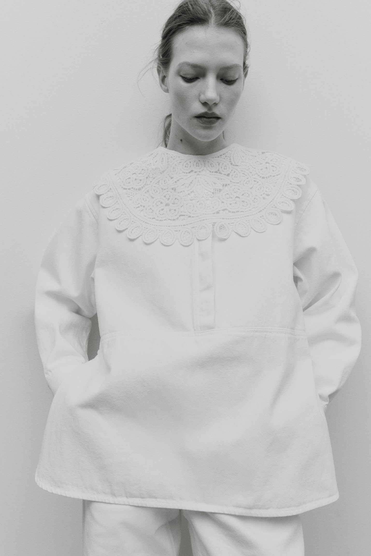 Crochet-look collar - Cream - 4