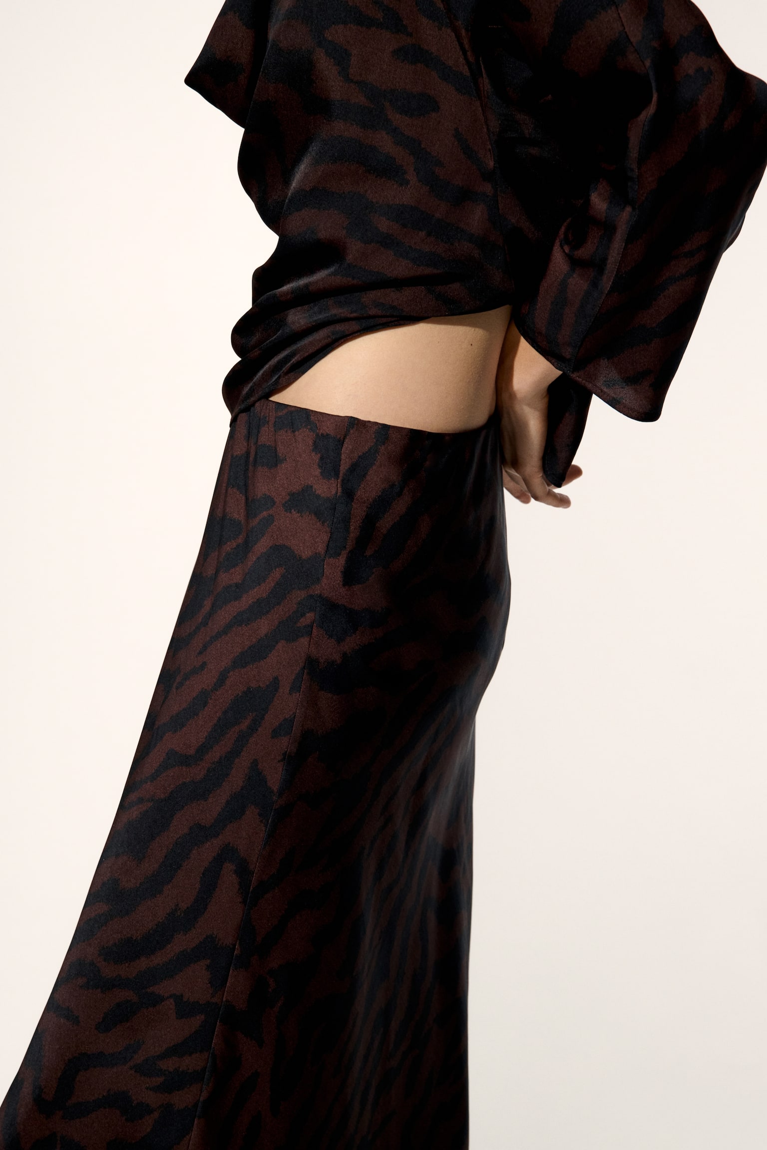 Maxi slip skirt-Dark brown/Zebra print - 5