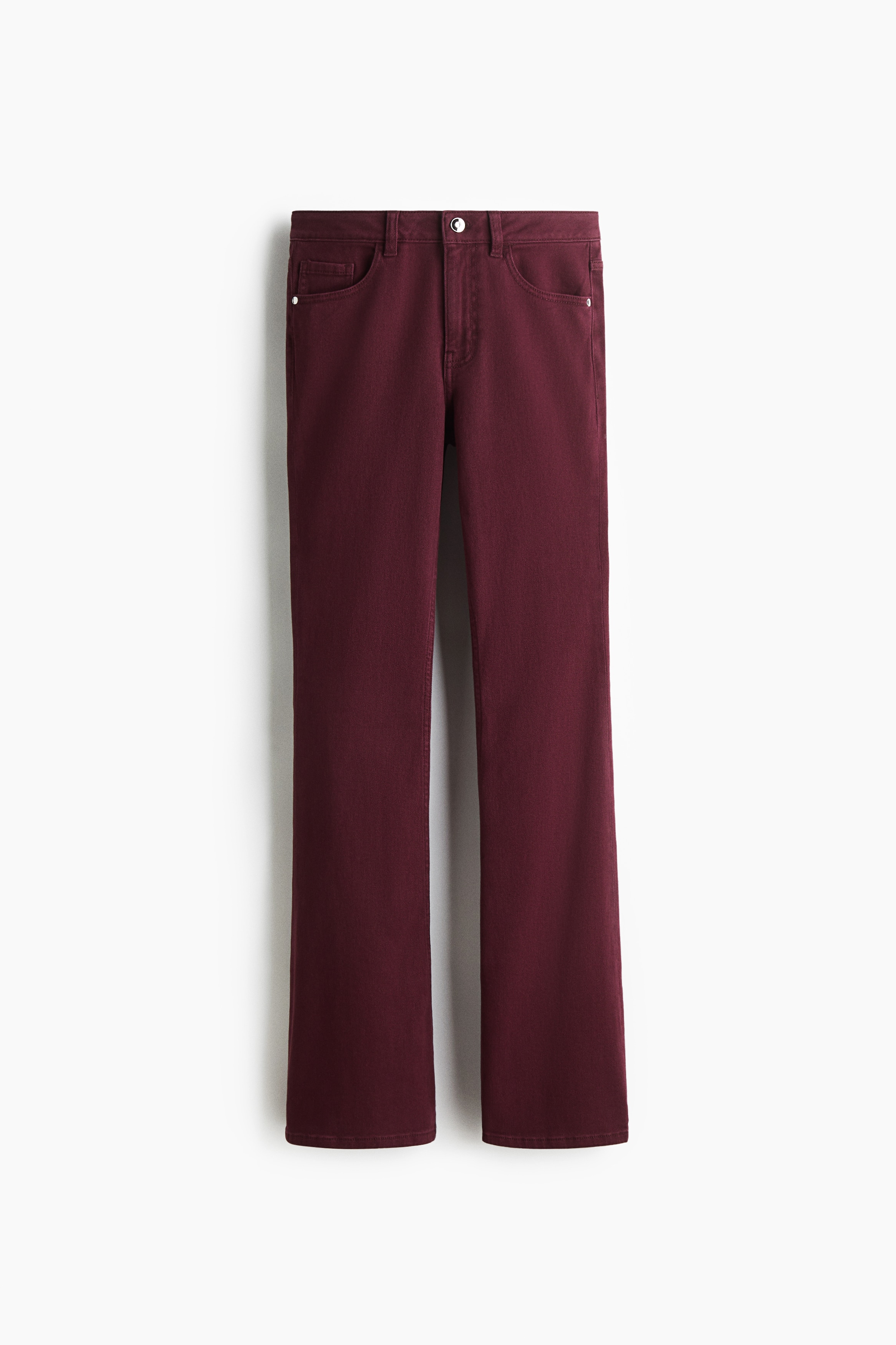 Flared High Jeans - Burgundivörös/Farmerkék/Fekete/koptatott/Sötét farmerkék/Világos farmerkék/Sötét farmerkék/Halvány farmerkék/Sötét farmerkék