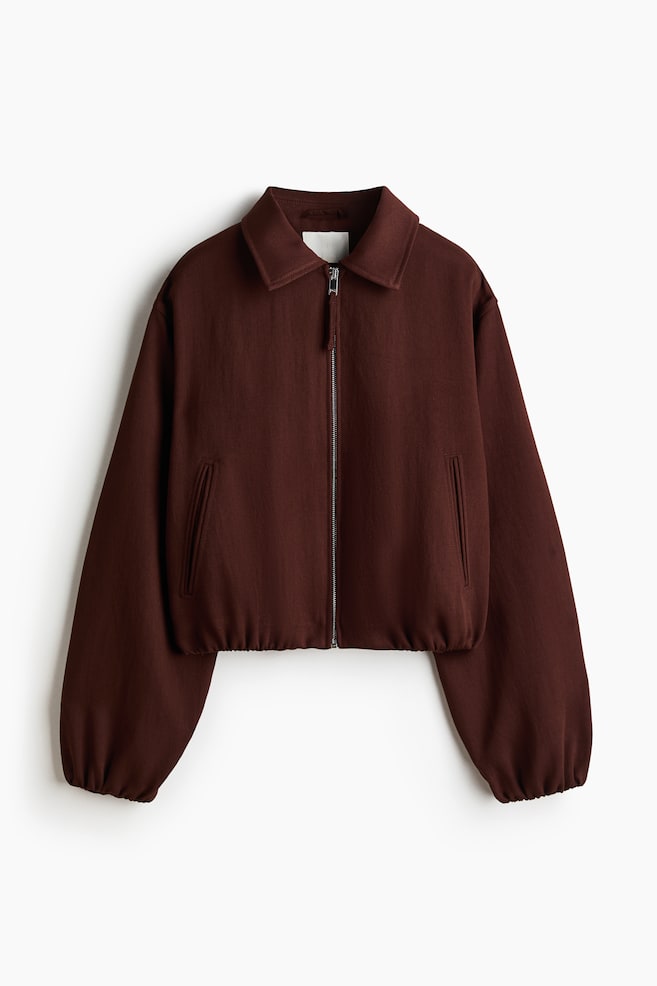 Oversized Bubble-Hem Jacket - Dark rust brown/Beige/leopard print - 1