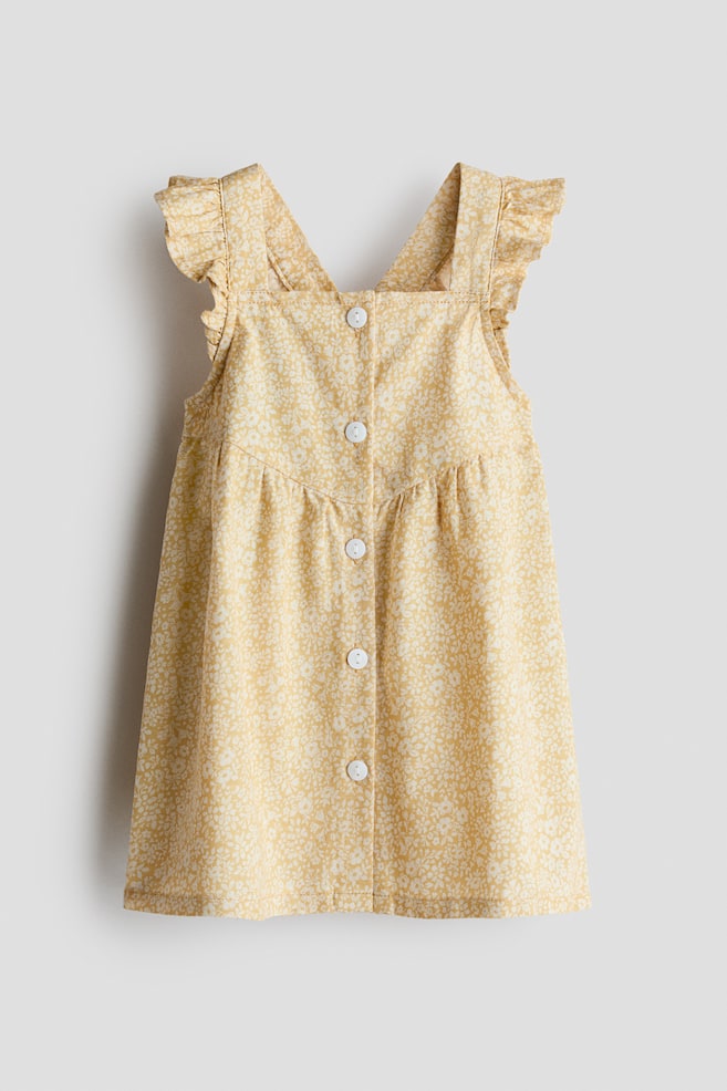 Ruffle-trimmed Cotton Dress - Yellow/white floral/Cream/floral/Raspberry pink/checked - 1