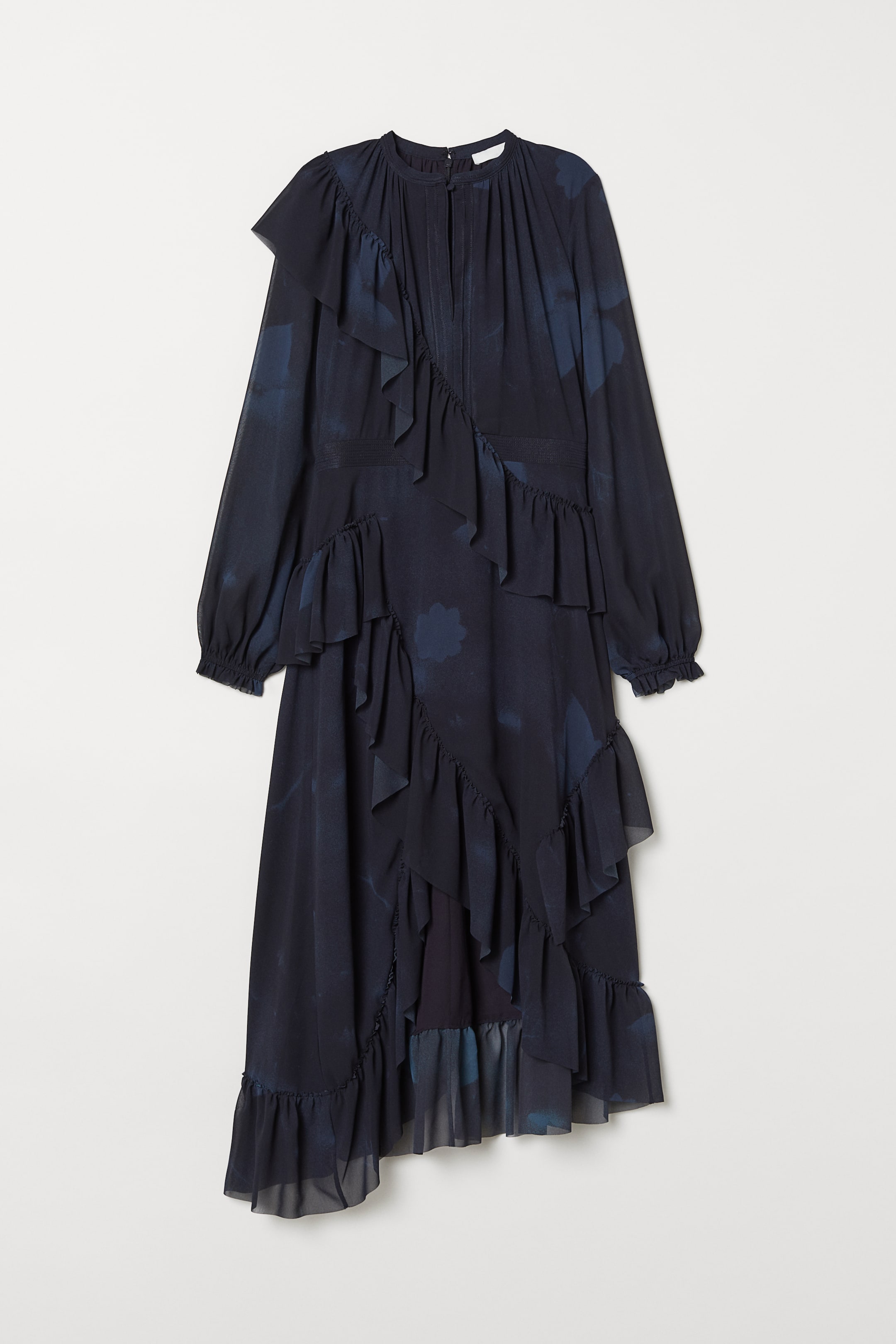 View larger image: Flounced dress - Dark blue/Patterned - Ladies | H&M 1
