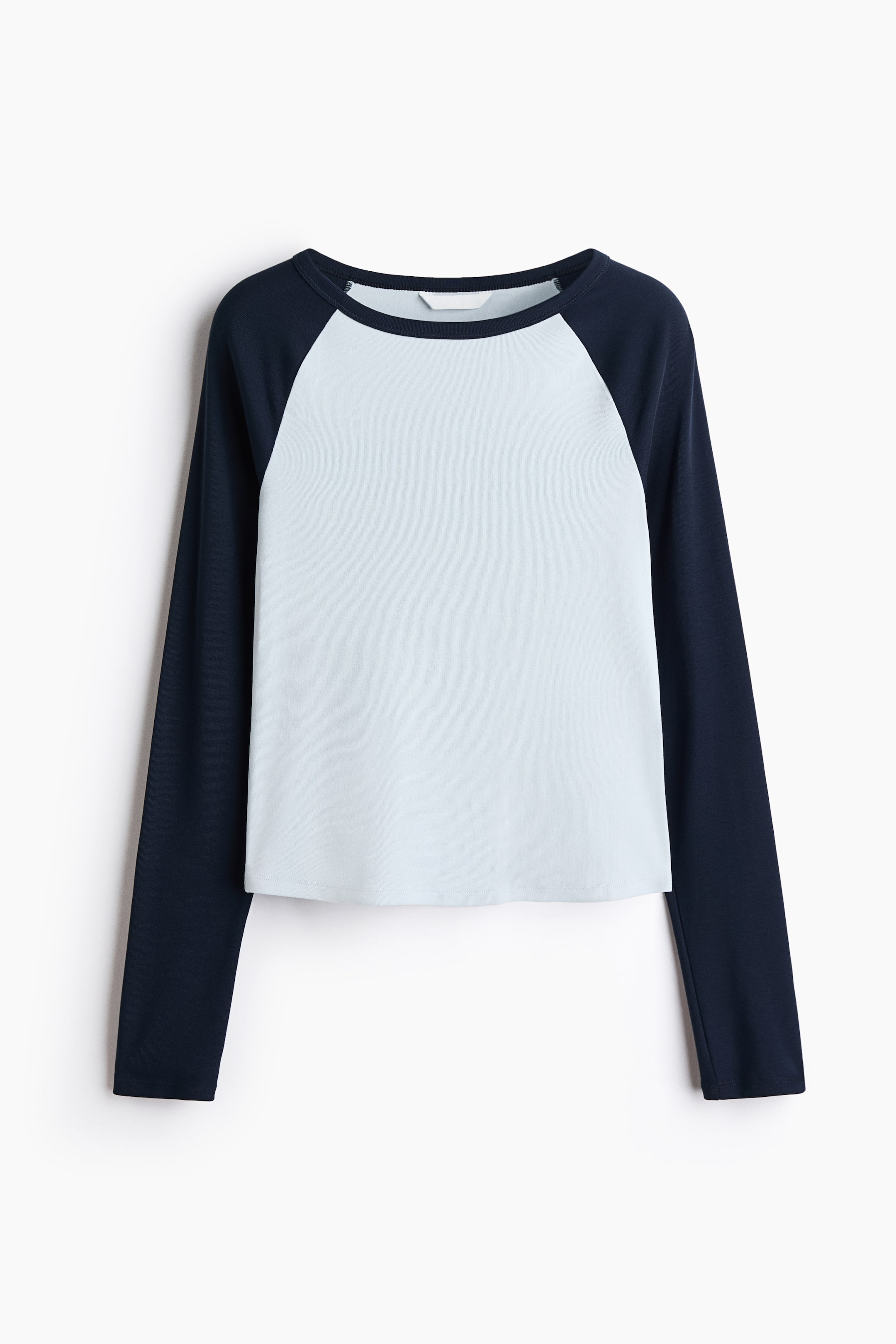 이미지 확대 보기: 래글런 슬리브 코튼 탑 - 라이트 터쿼이스/컬러블록 - 여성 | H&M KR 1