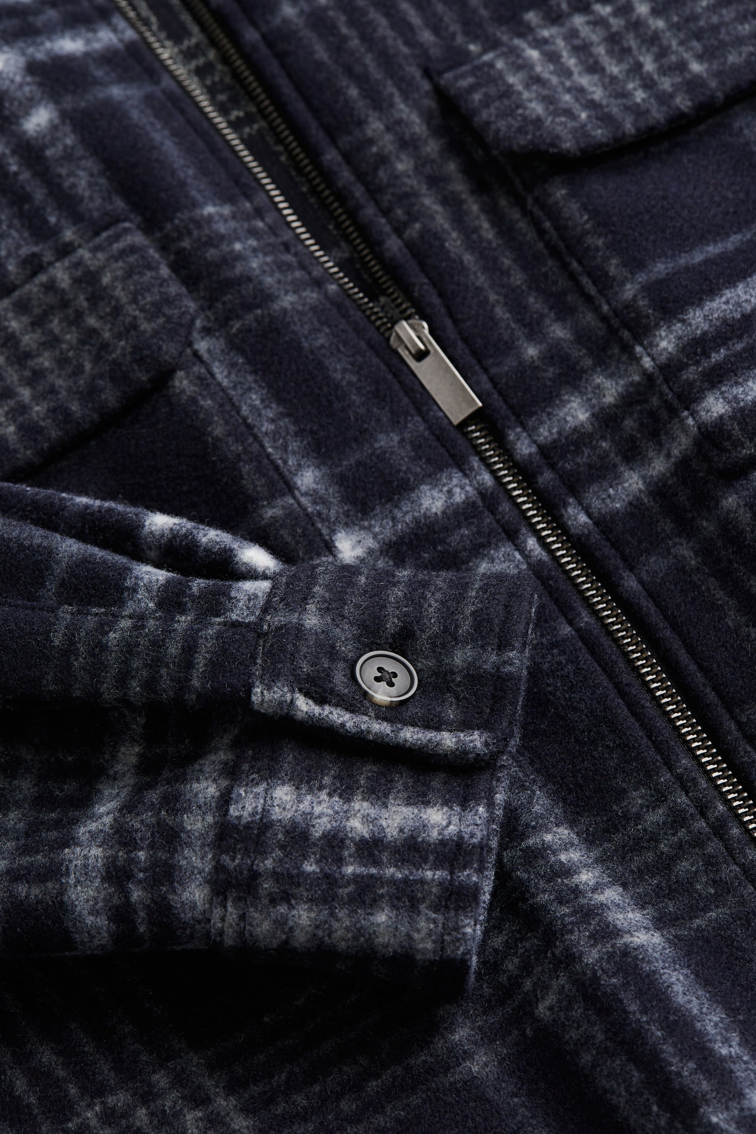 Regular Fit Felted Overshirt - Dark blue/Check/Dark grey marle - 2