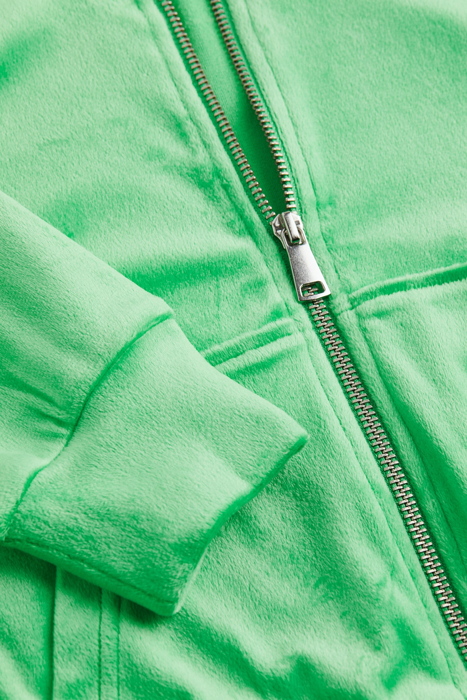 Cropped velour zip-through hoodie - Mint green - 2