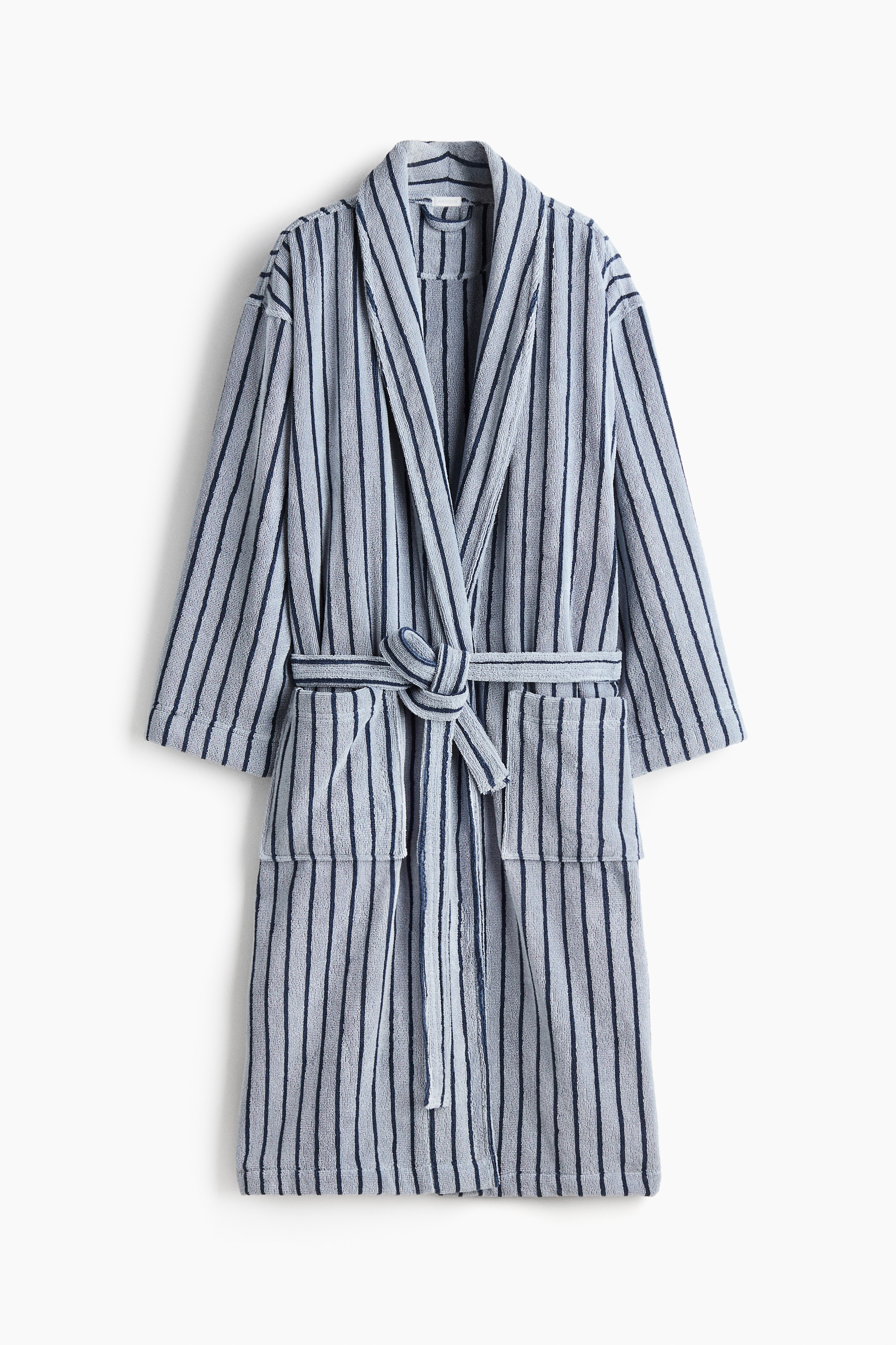 Cotton terry dressing gown - Light blue/Striped/Yellow/Striped/Powder pink/Light beige/Striped/Sage green/Striped