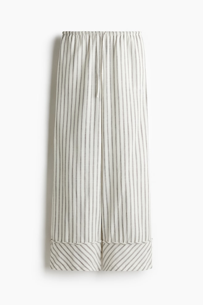 Wide drawstring trousers - Cream/Striped/Light blue/Striped - 1