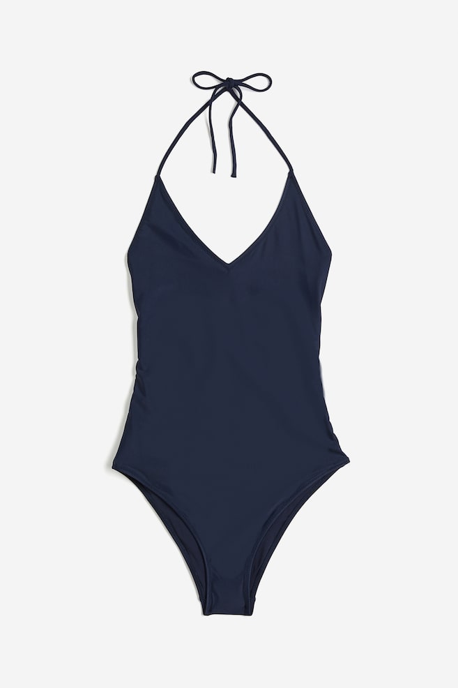 Halterneck swimsuit - Navy blue/Black/Patterned - 2