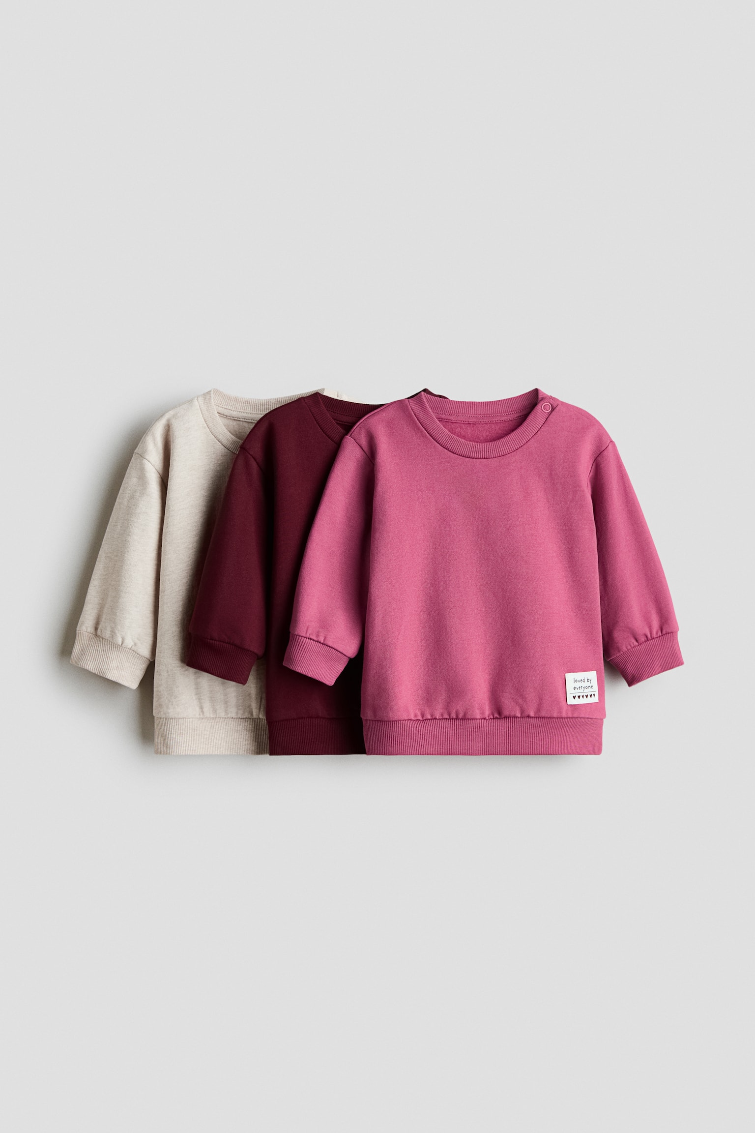 3-pack sweatshirts - Hot pink/Dark red