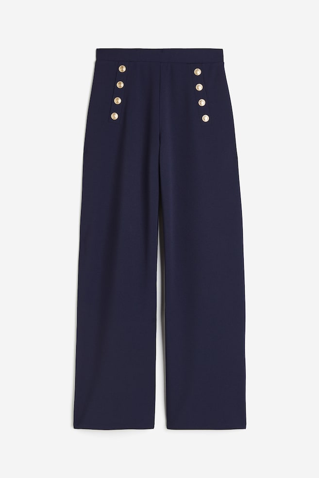 Button-front trousers - Navy blue/Black/Beige - 2