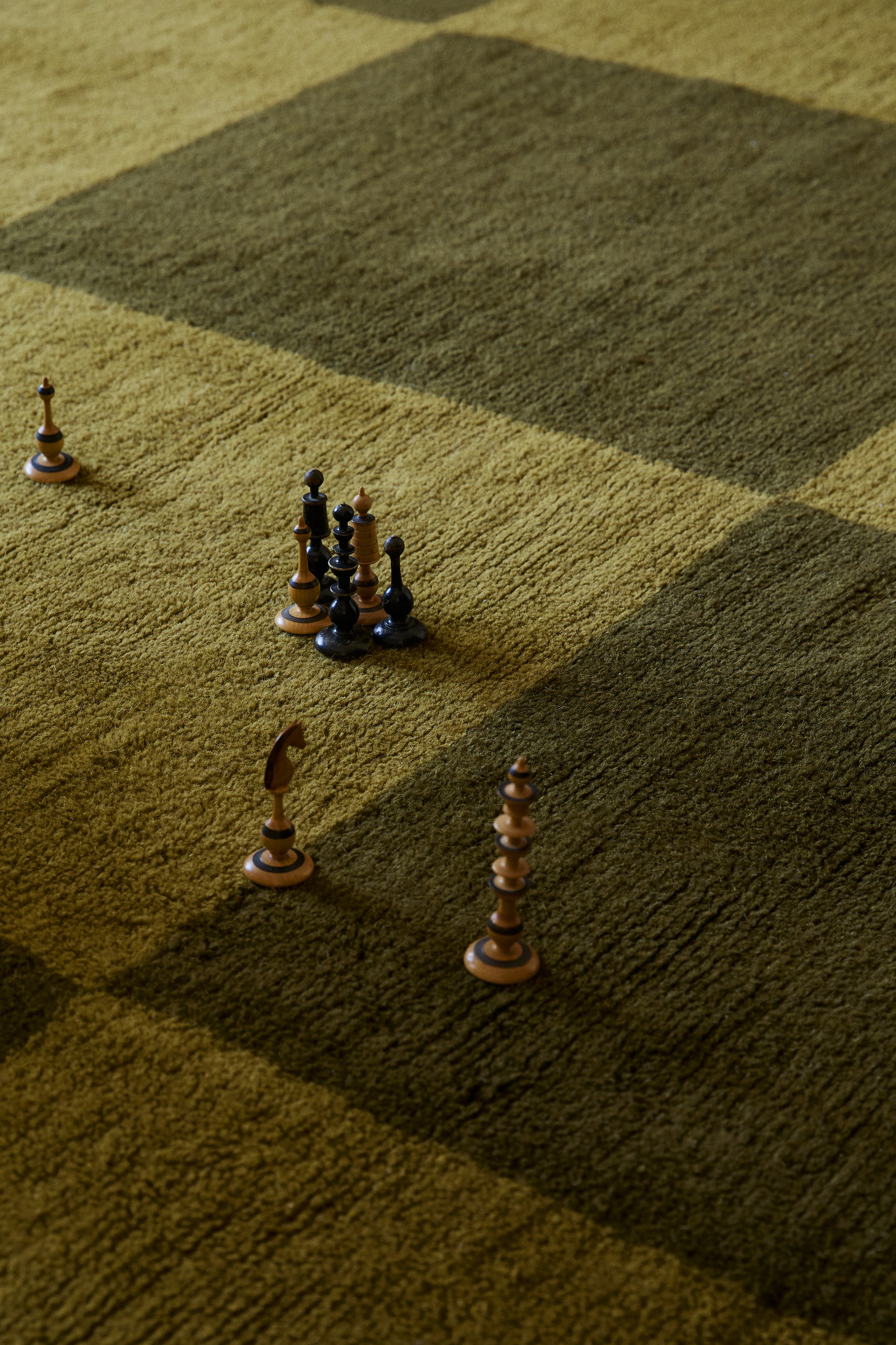 Duży dywan w kratę - Oliwkowozielony/Krata