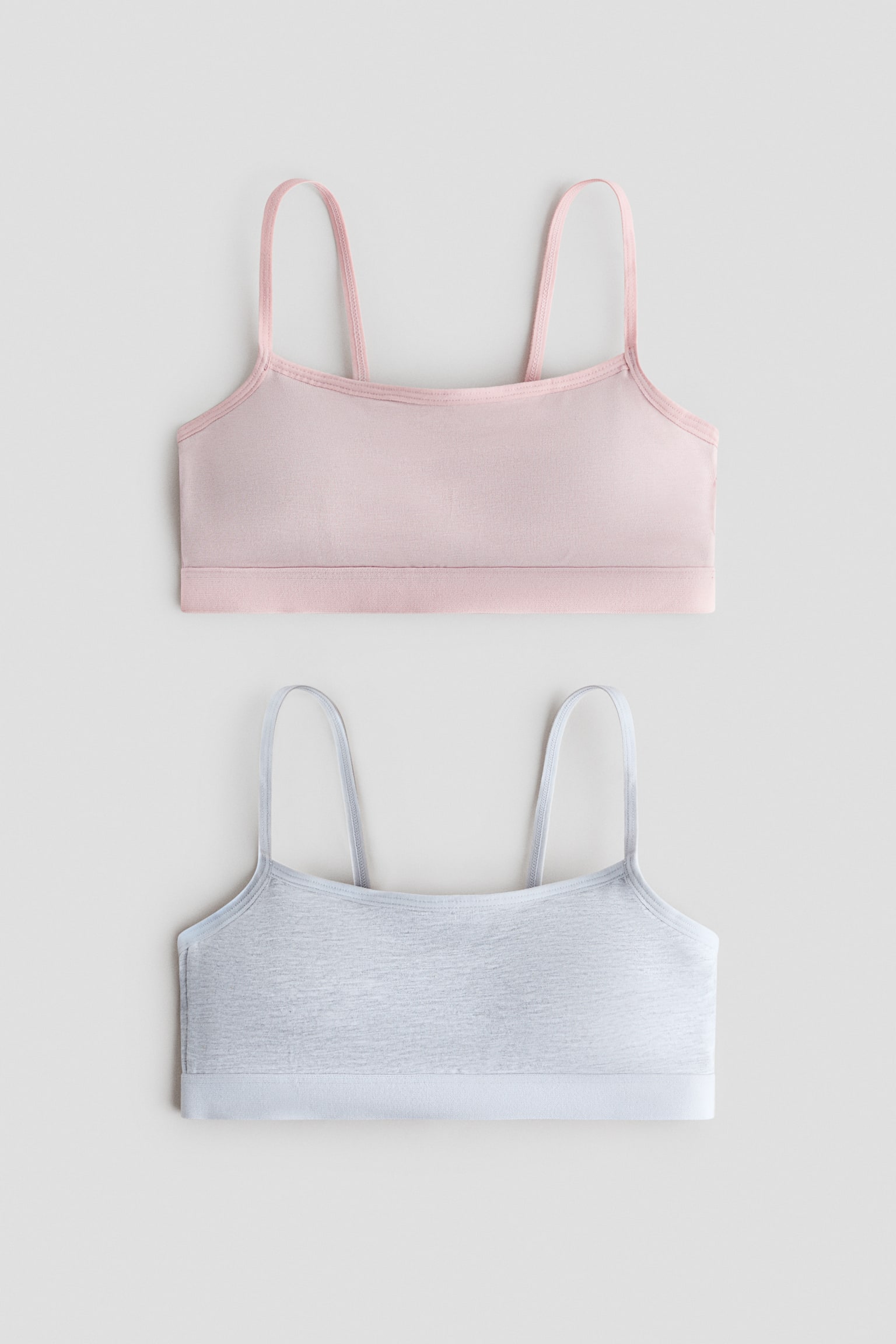 2-pack padded crop tops - Pale pink/Light grey marl/Black/White