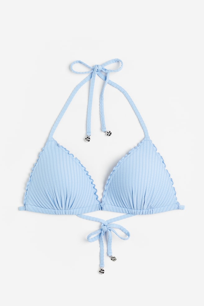 Top bikini triangolo push-up - Azzurro/Bianco/fiori/Giallo chiaro - 2